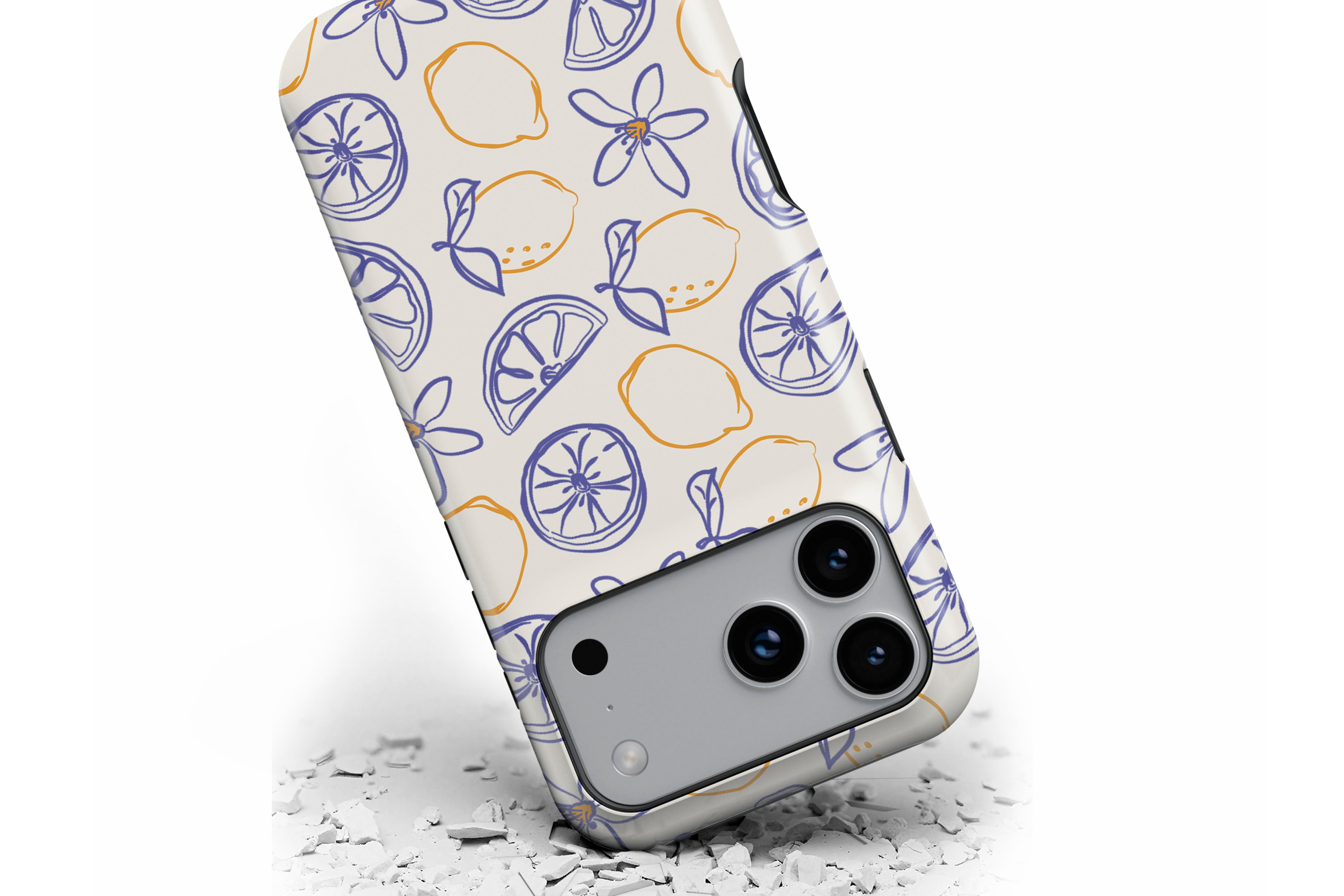 Front view of Amalfi Lemon magnetic tough case showing lemon print design