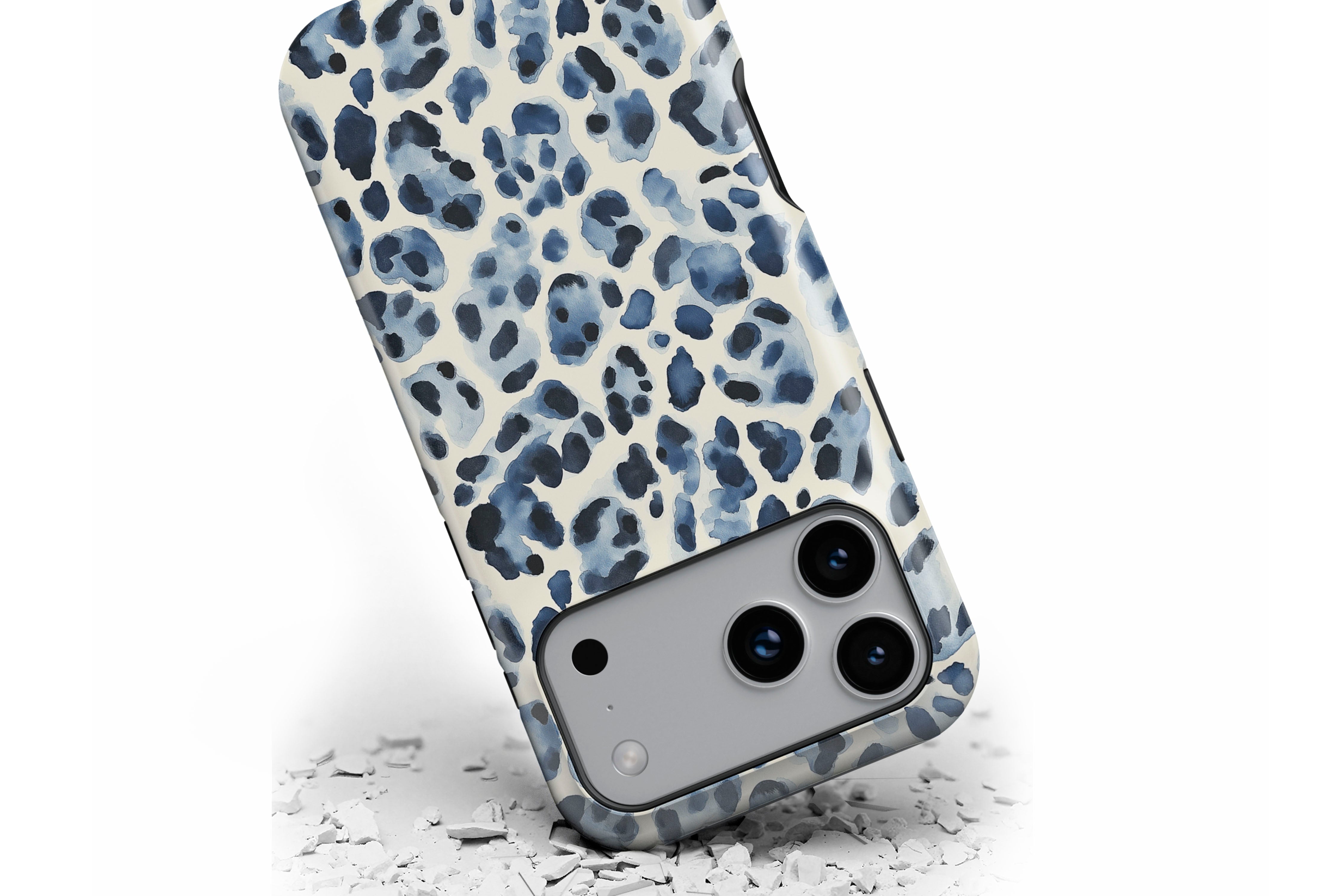 Front view of Blue Leopard magnetic tough case showing animal print design