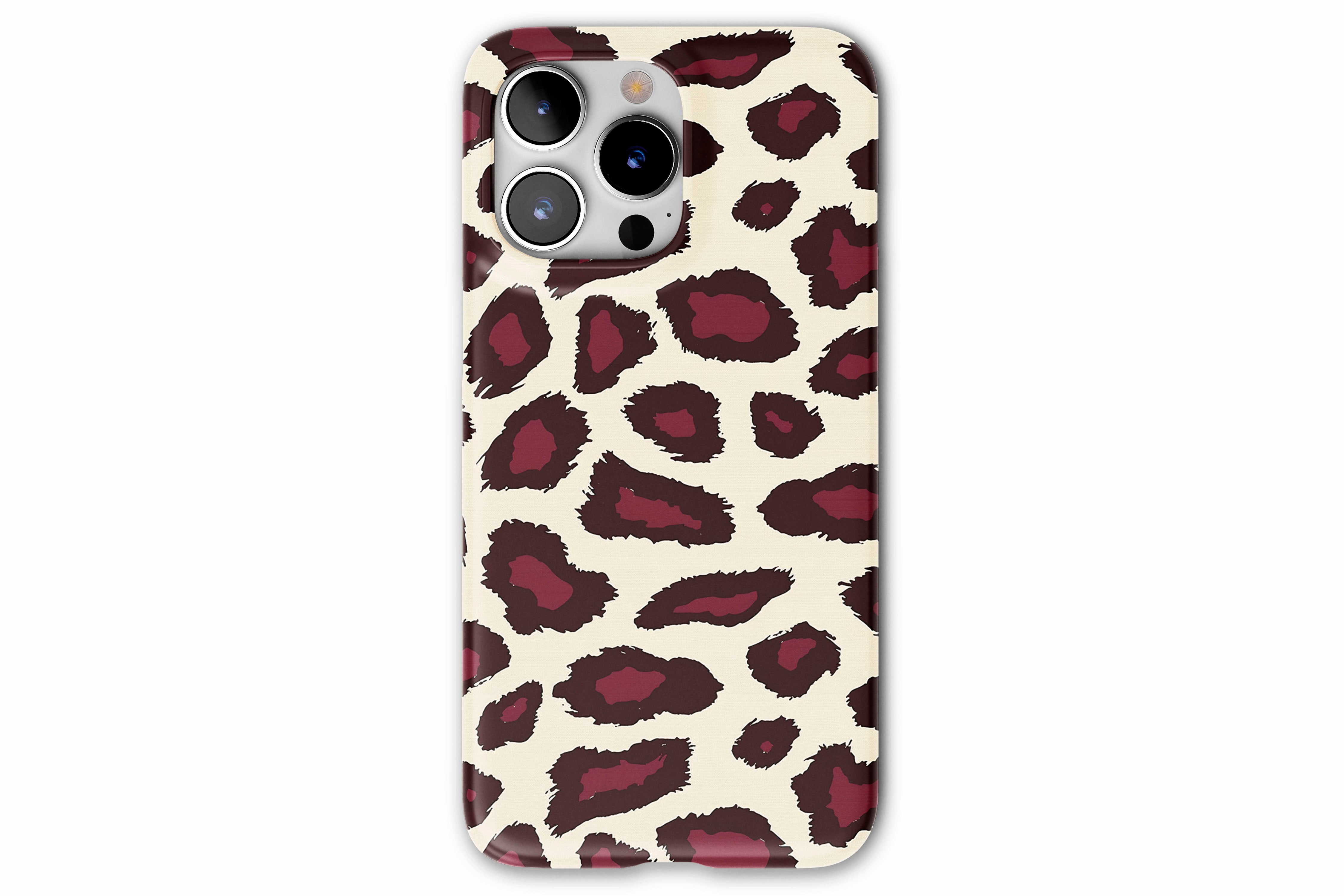 Front view of Burgundy Leopard case showing leopard print design