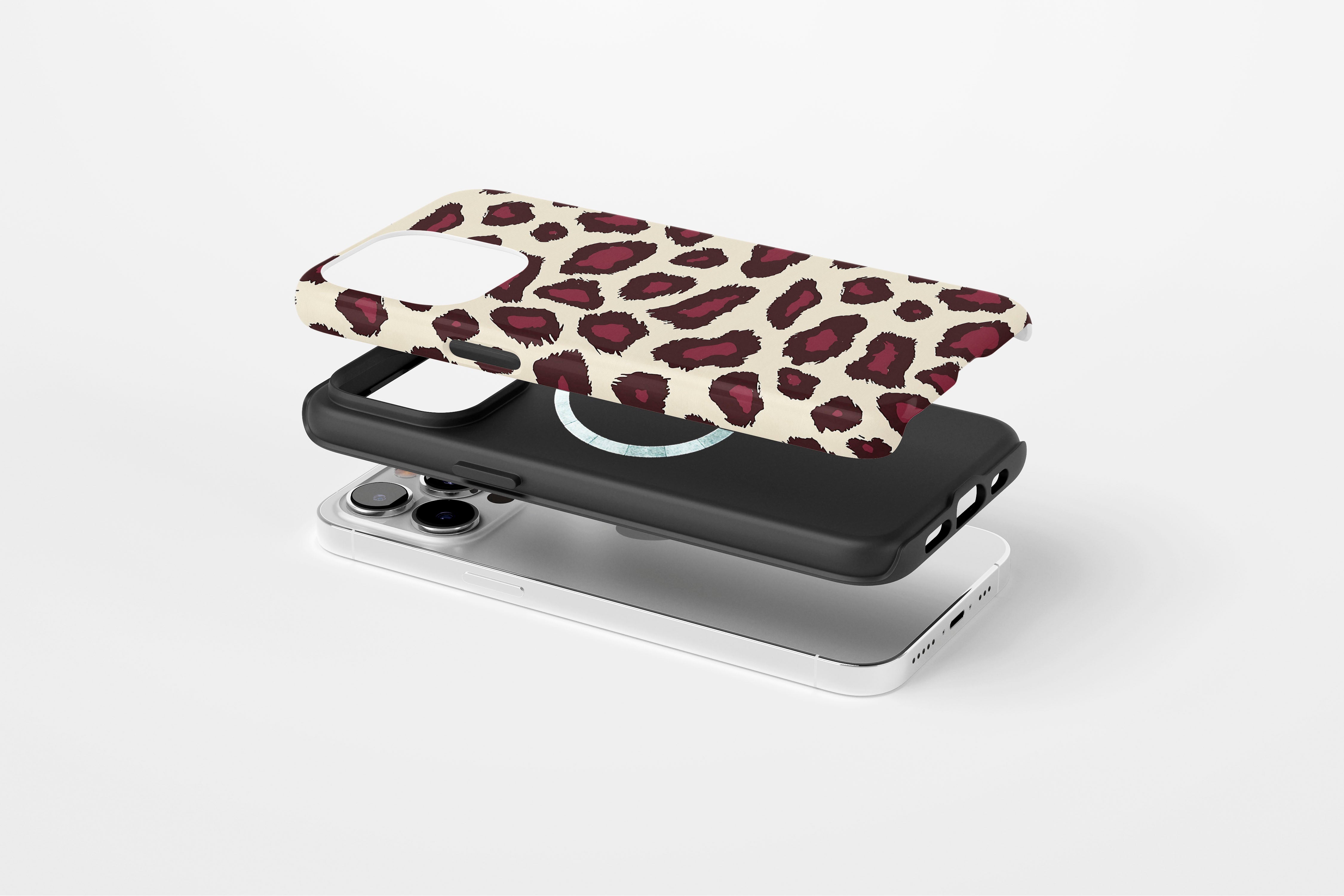 Side view of Burgundy Leopard case showing leopard print design