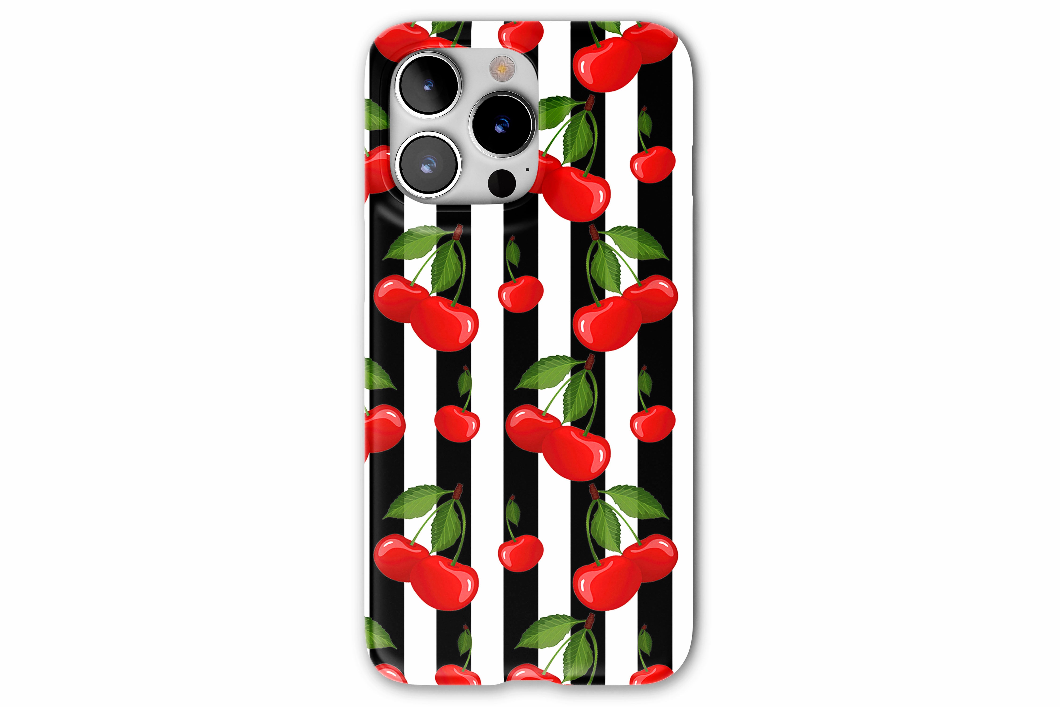 Front view of Cherry Crush case showing cherry print design