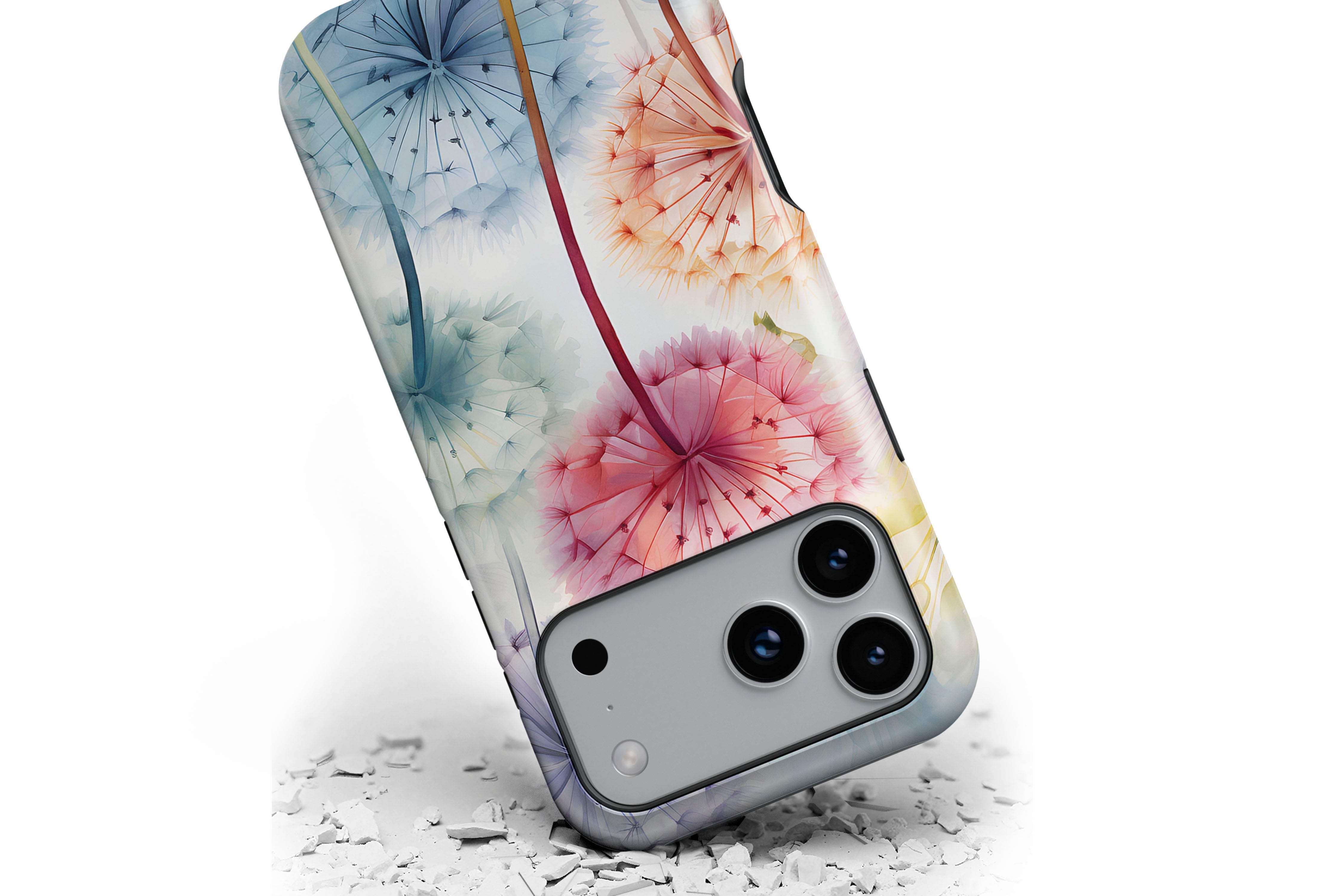 Front view of Dandelion Dream magnetic tough case showing floral design