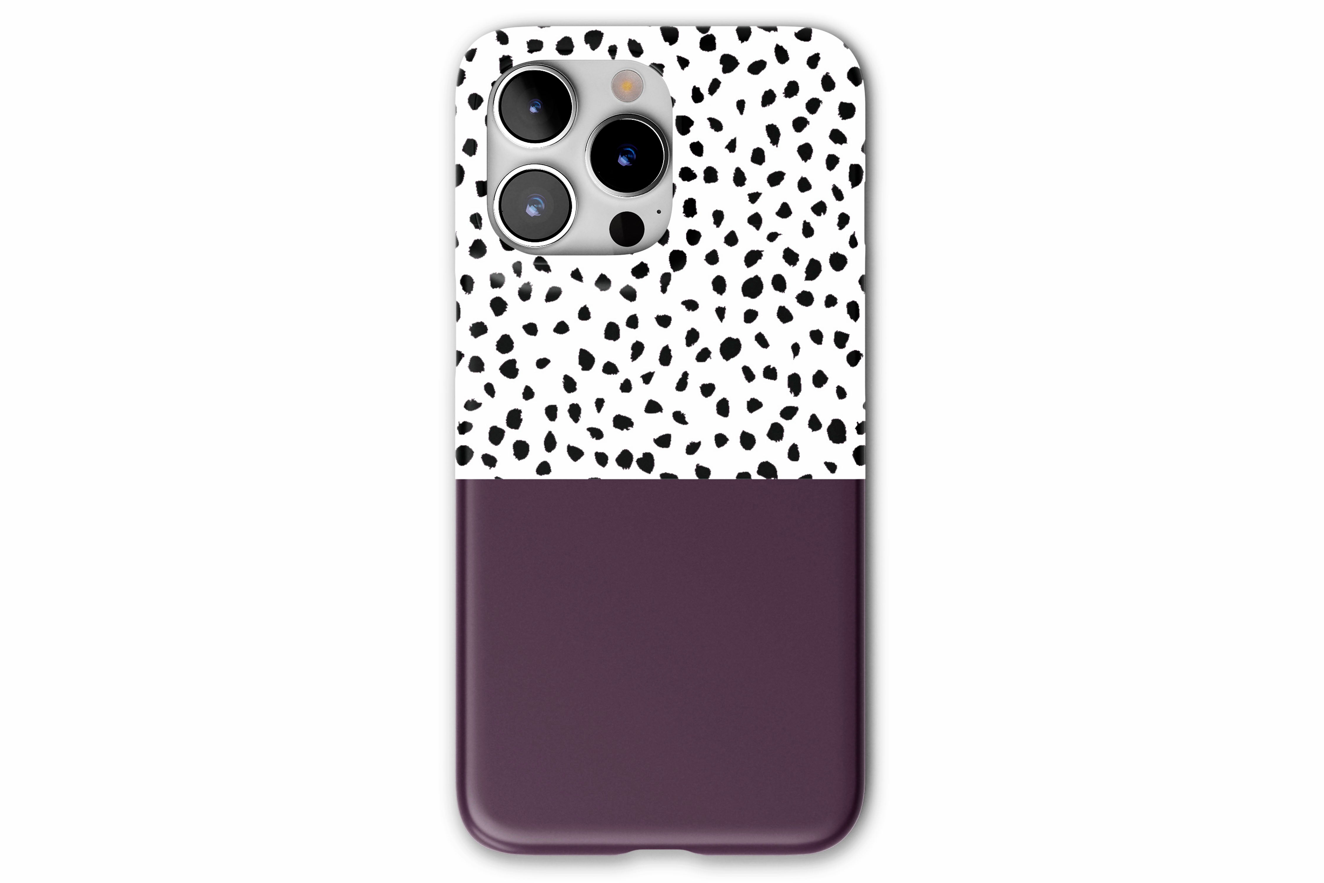 Front view of Geo Dots (Black Cherry) case showing geometric dots print design