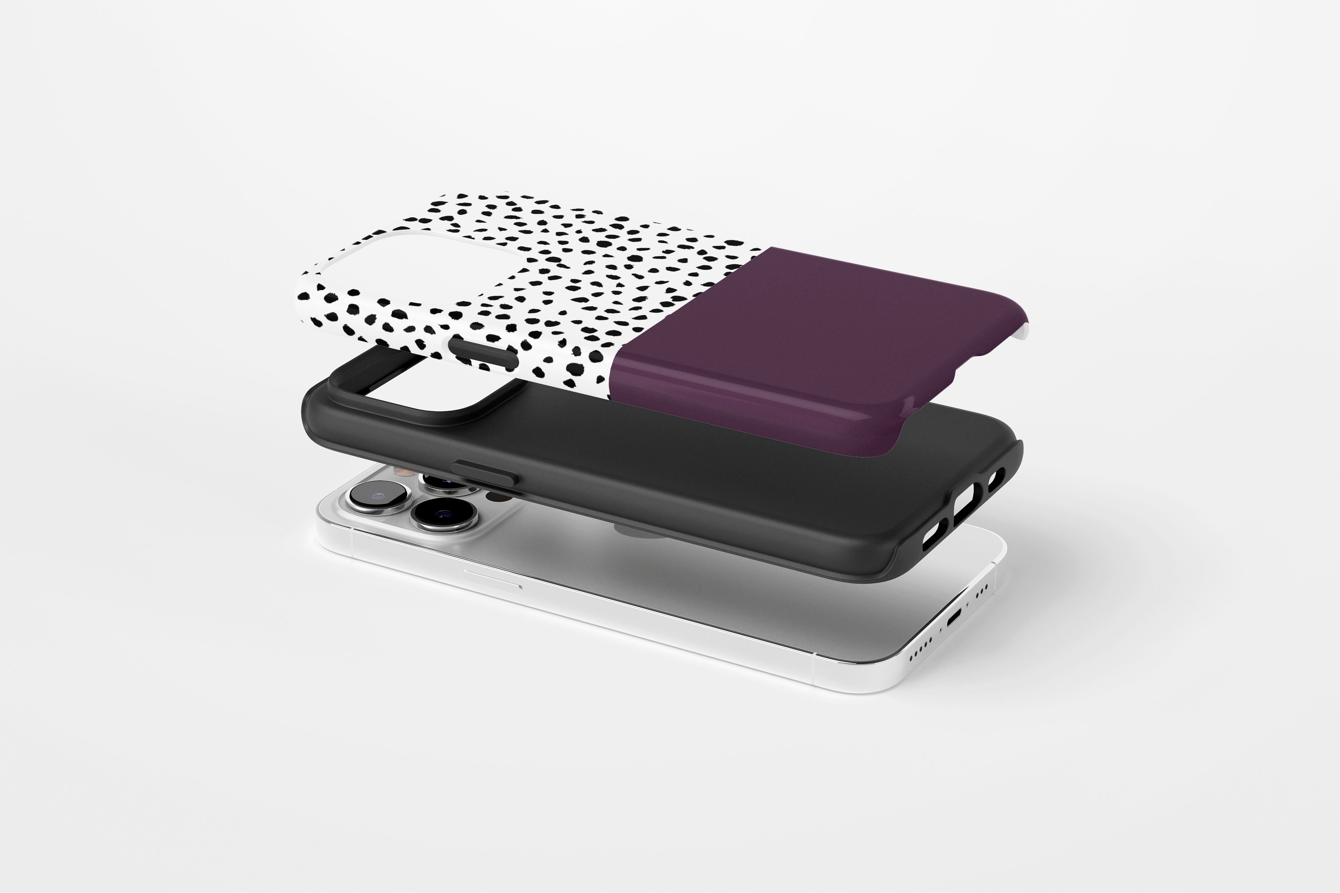 Side view of Geo Dots (Black Cherry) case showing an example of tough case