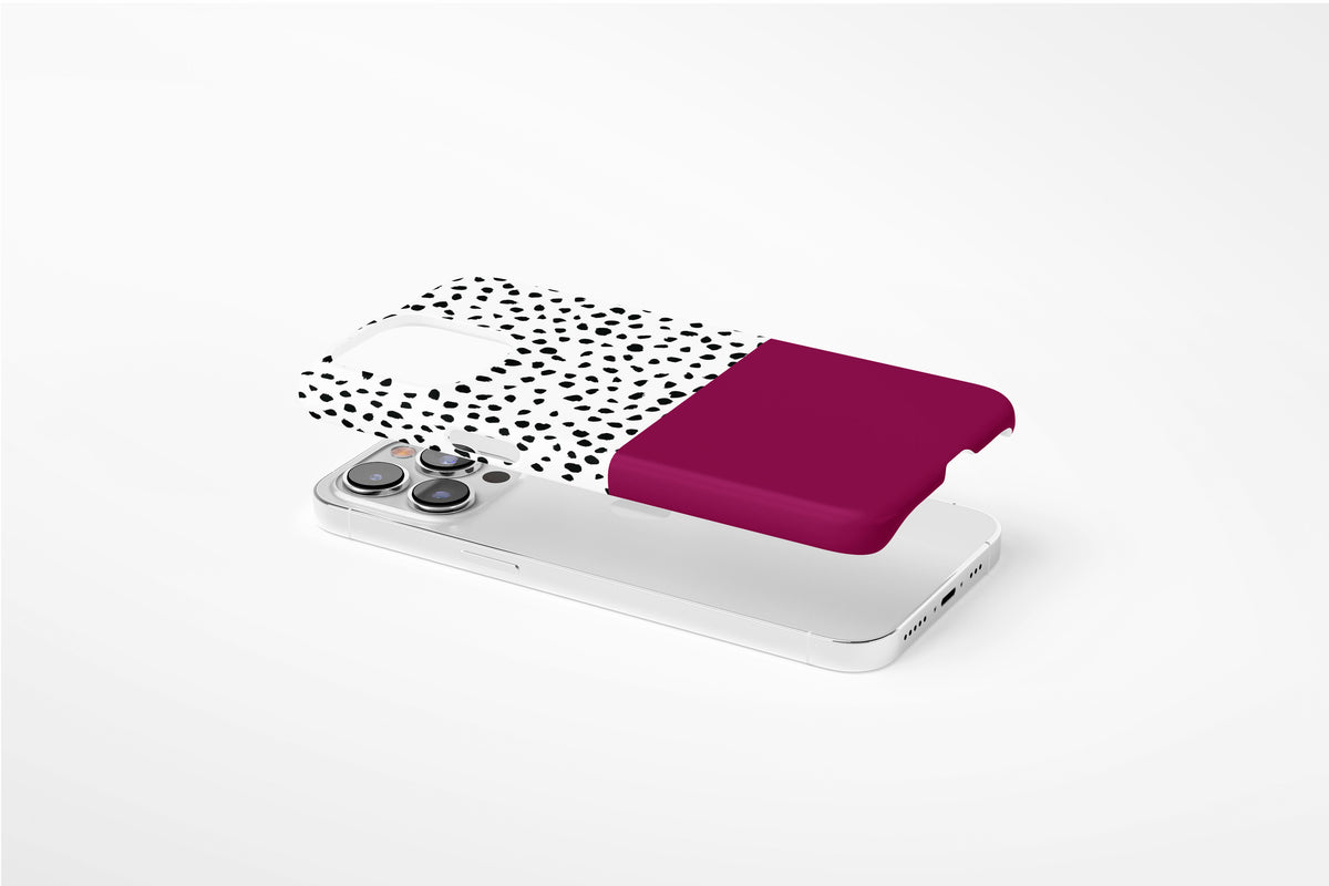 Geo Dots (Burgundy) Slim phone case showing lightweight case profile
