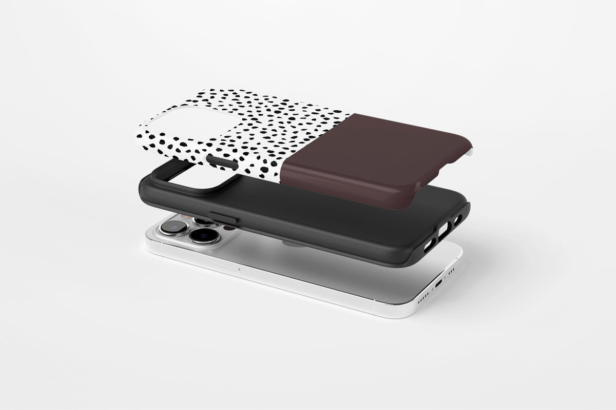 Geo Dots (Espresso) Tough phone case showing protective case profile