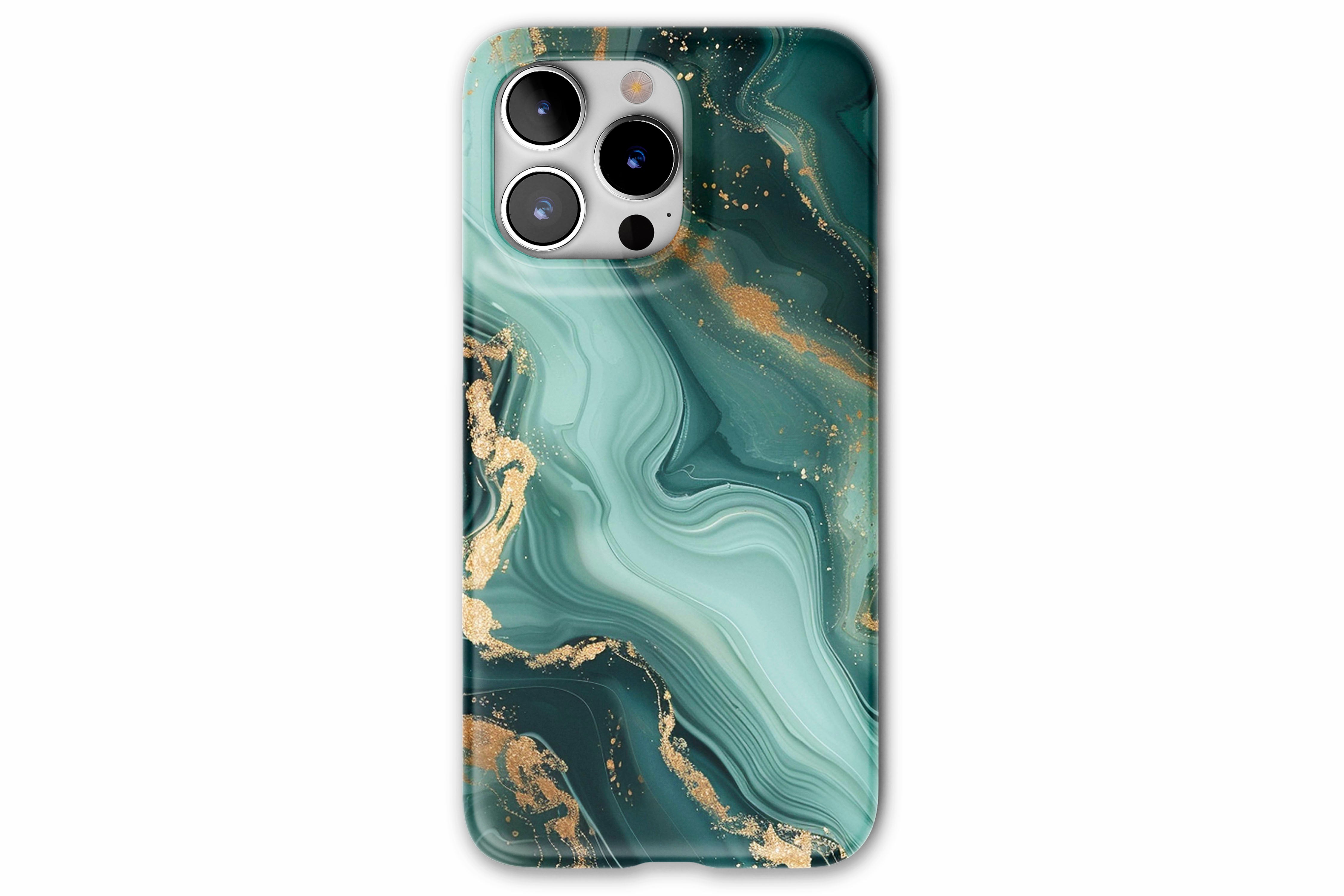 Front view of Green Marble case showing marble print design