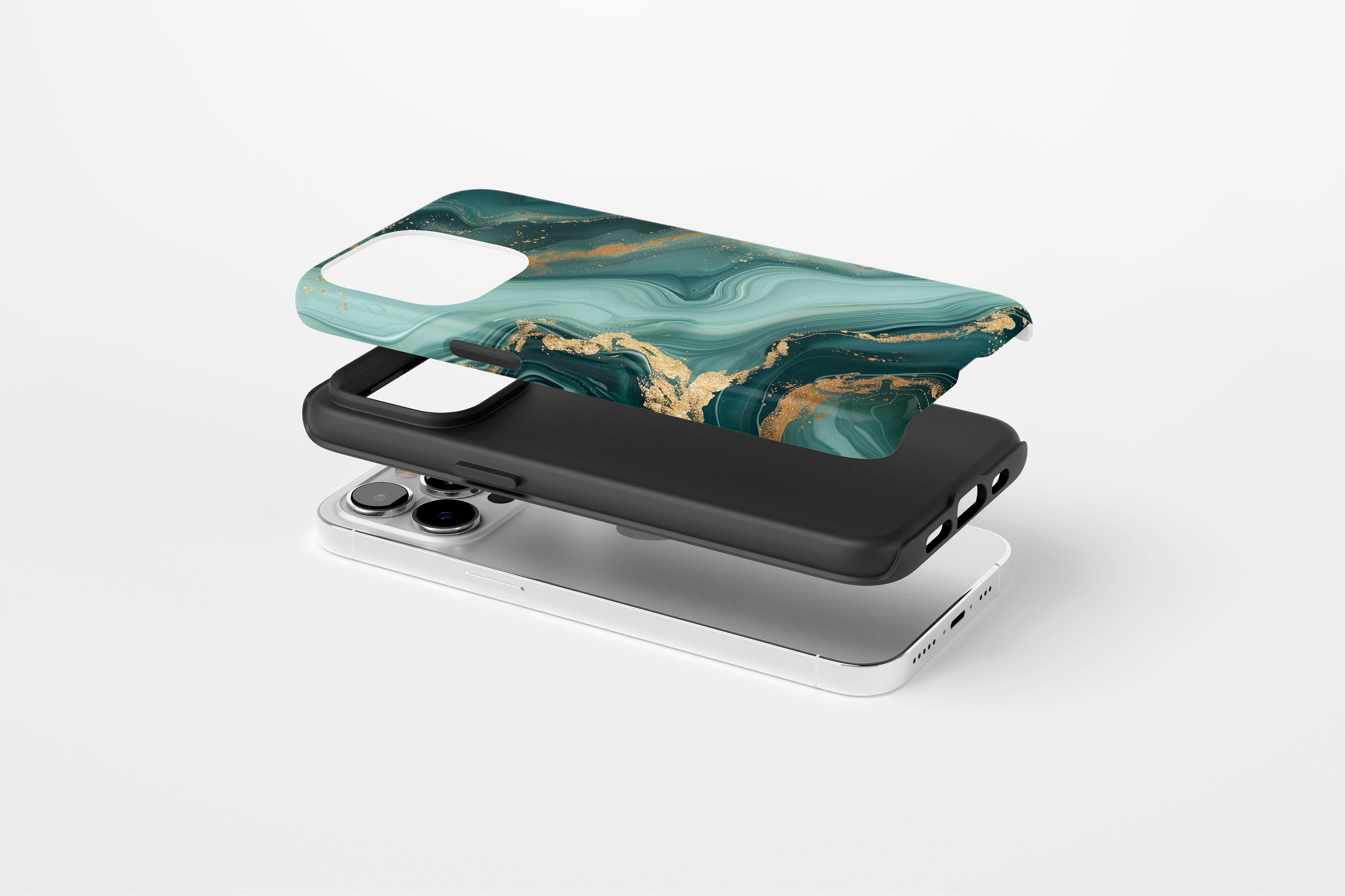 Side view of Green Marble case showing an example of tough case
