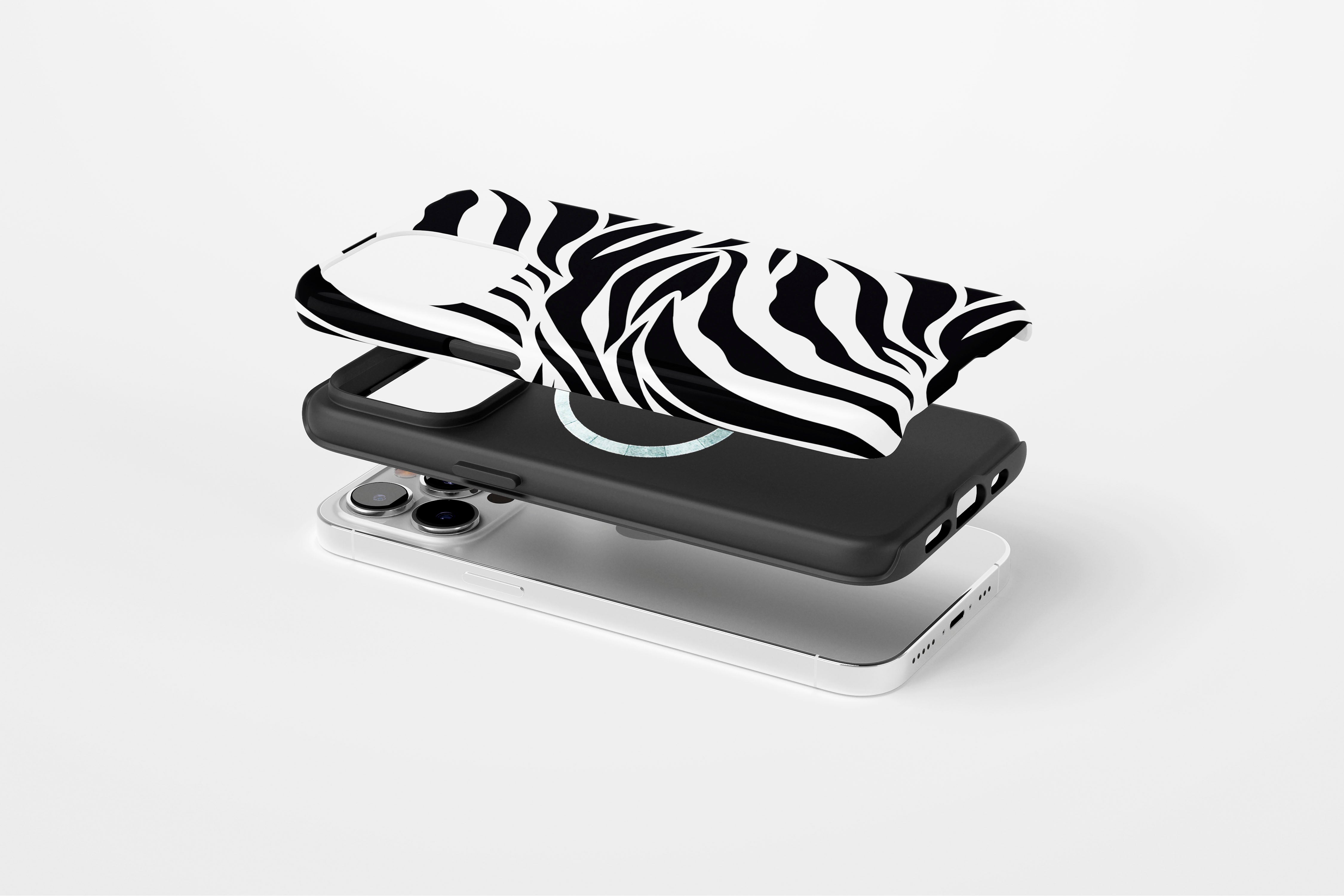 Side view of Mono Zebra case showing animal print design