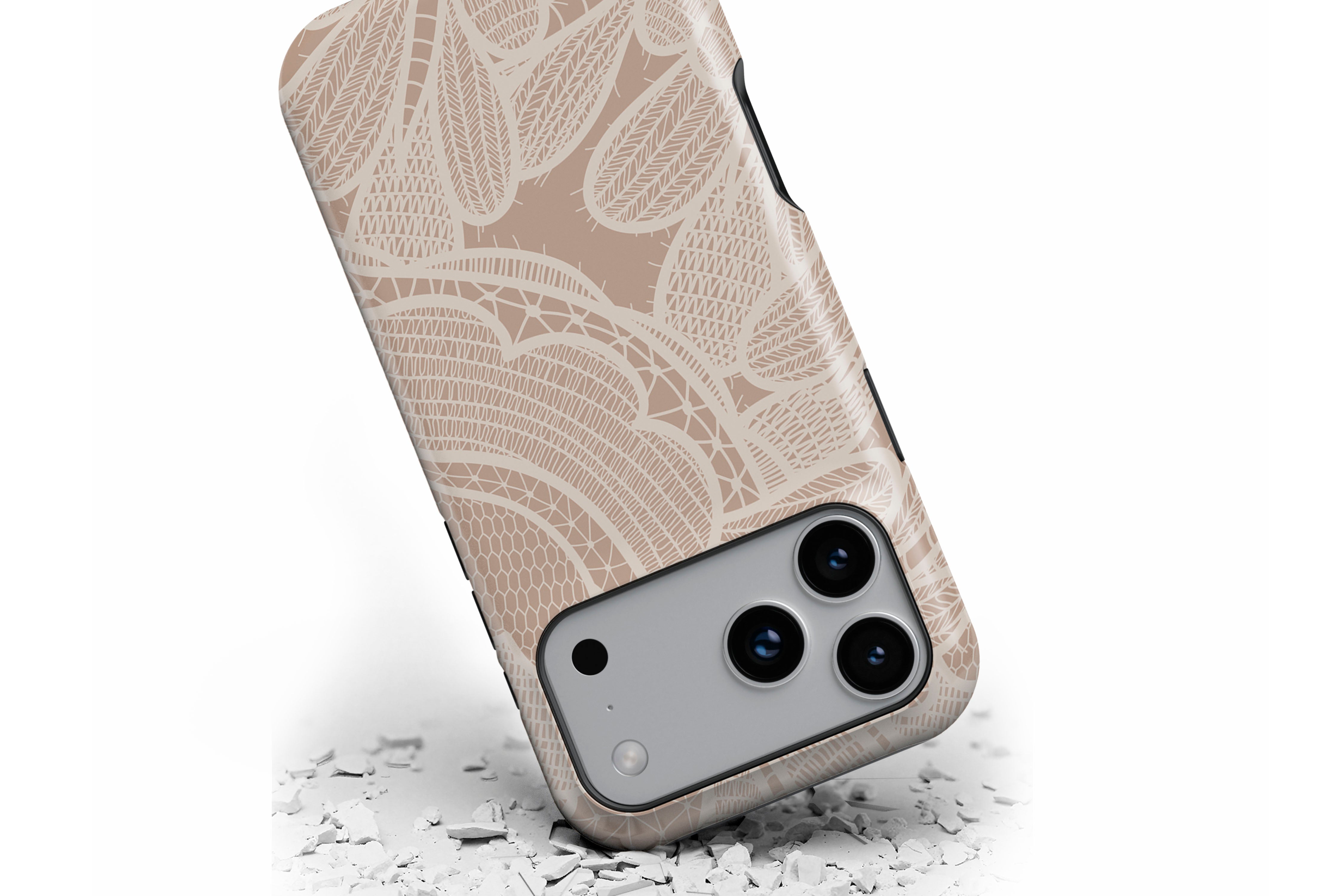 Front view of Nude Lace magnetic tough case showing lace print design