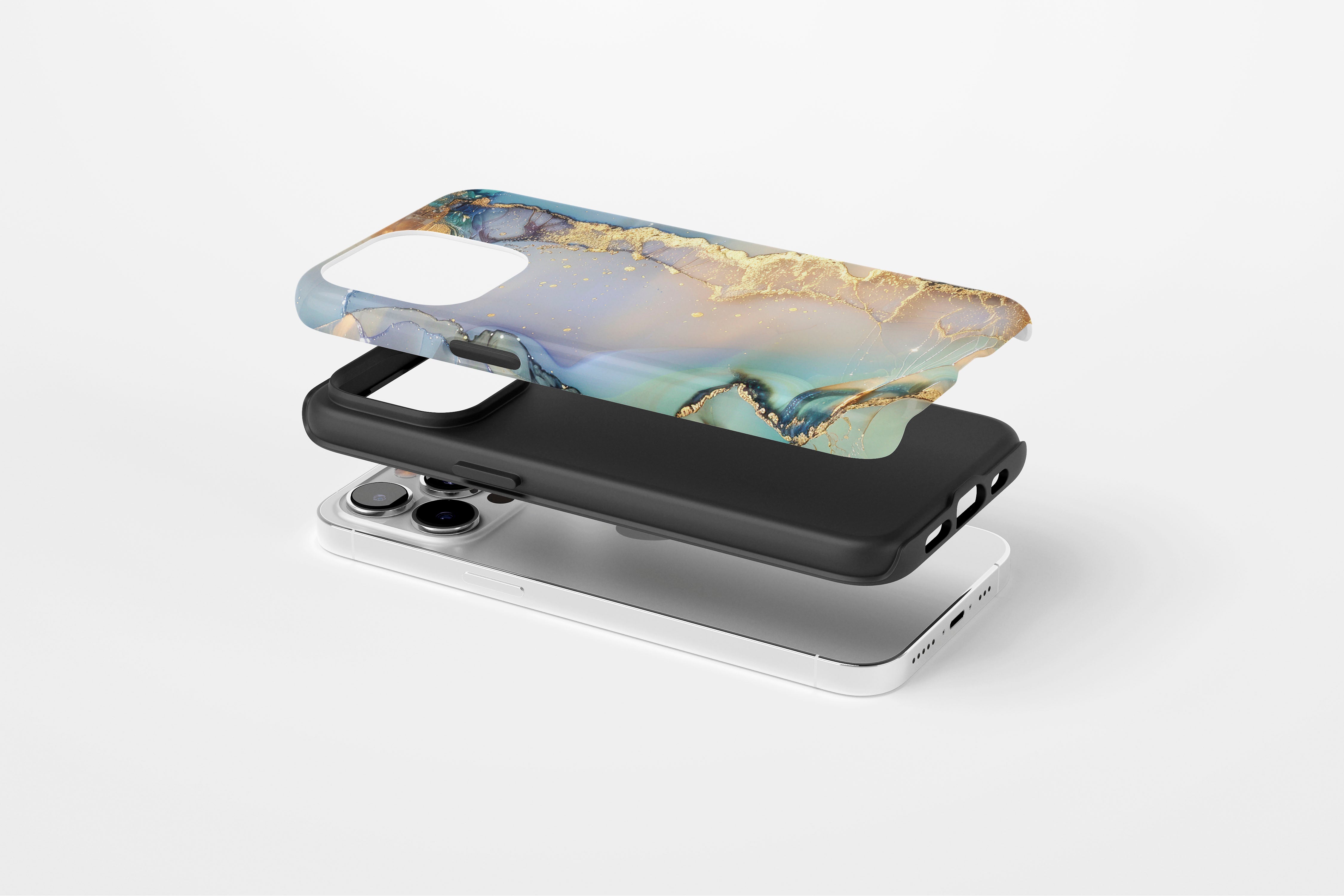 Side view of Opulent Marble case showing an example of tough case