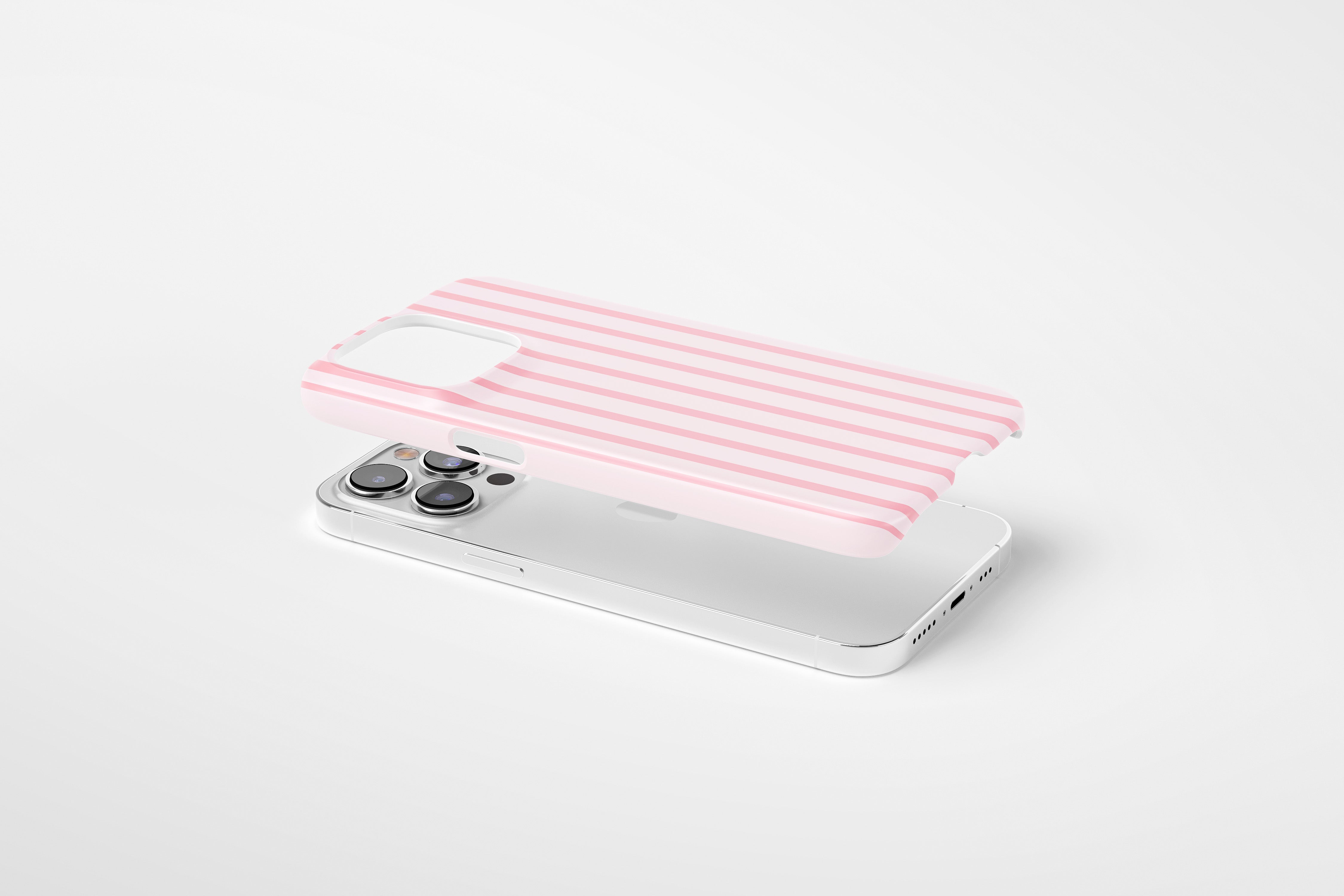 Side view of Sleepover Pink Stripe case showing an example of slim case