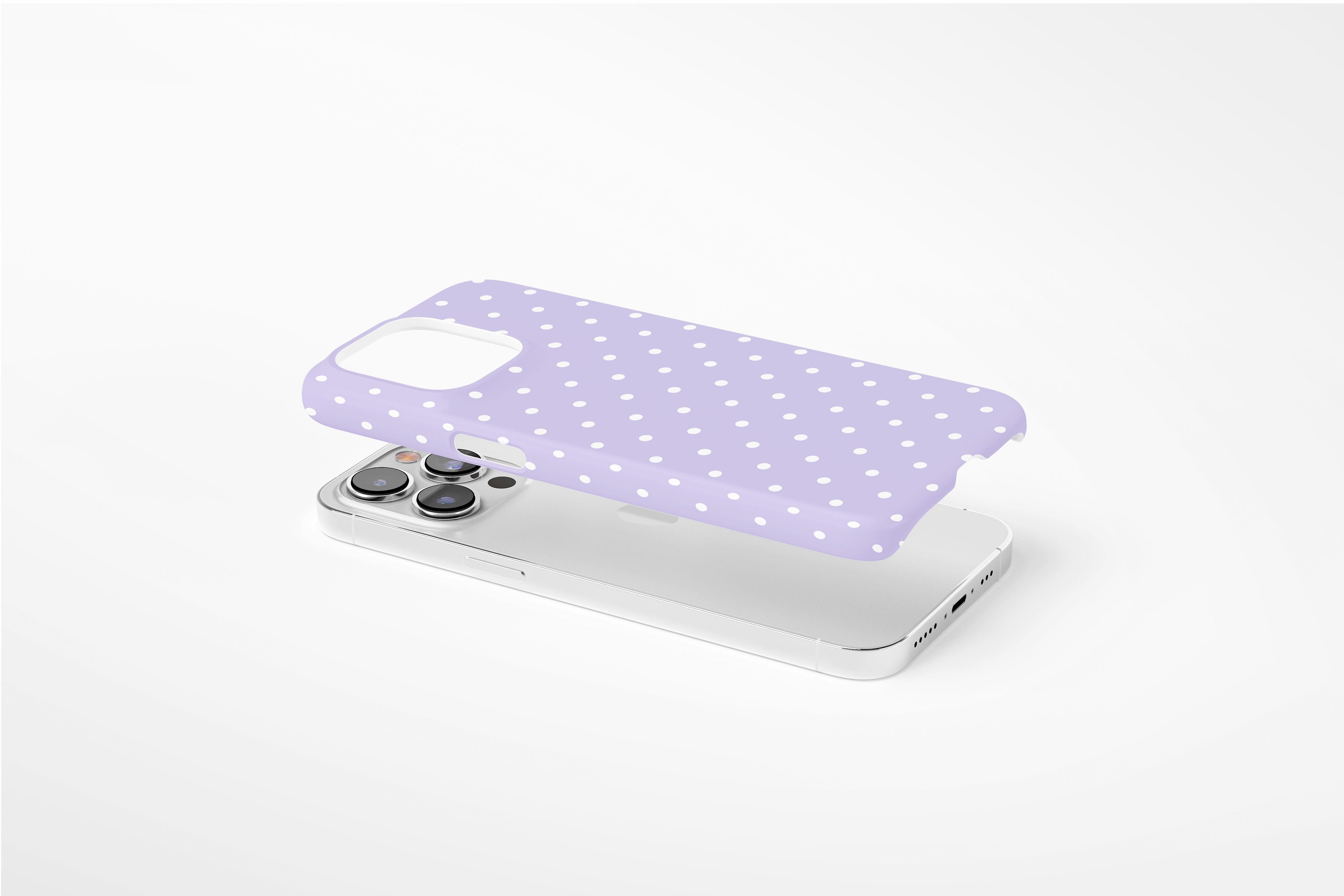 Side view of Spotted Lilac case showing an example of slim case