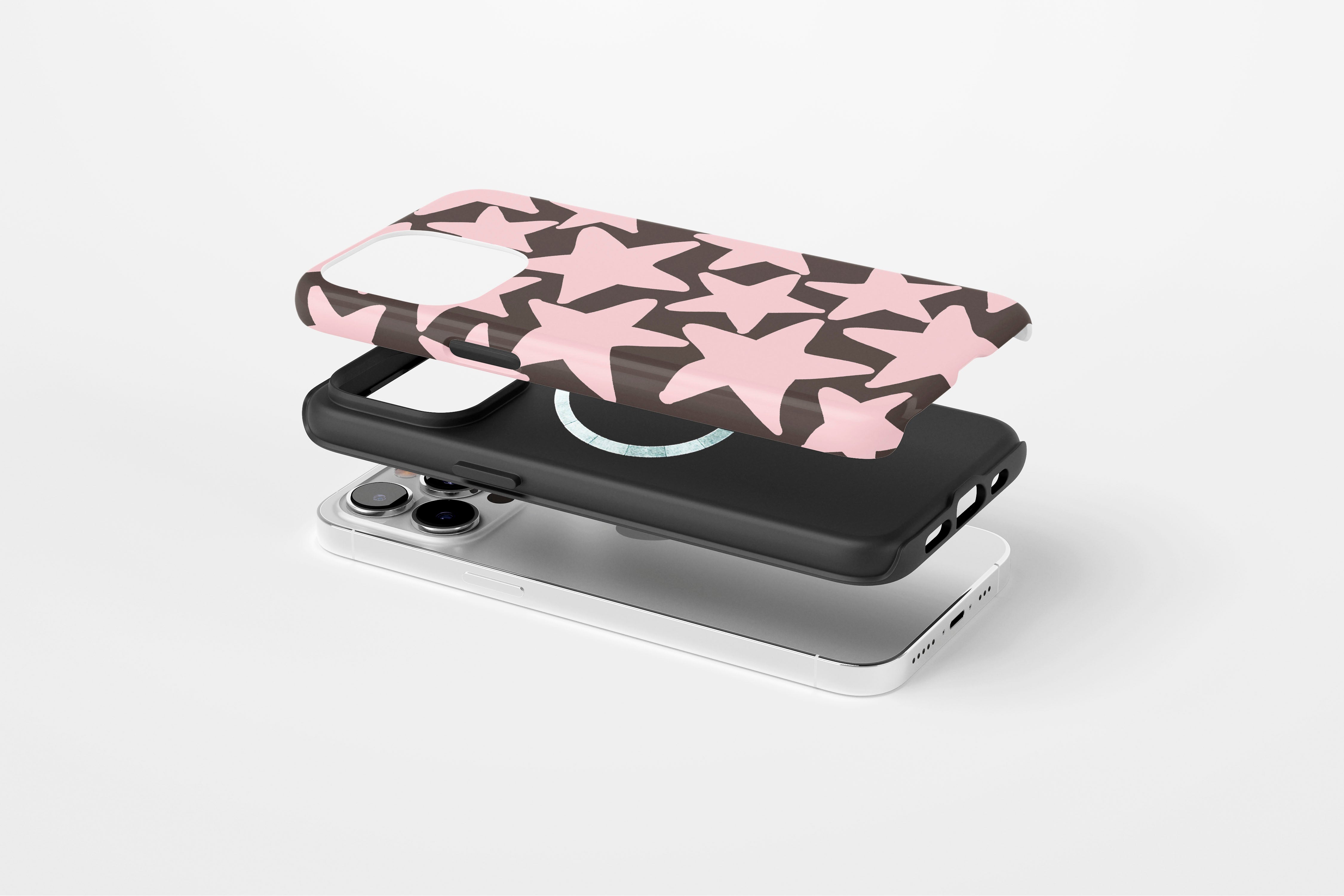 Side view of Stars (Pink) case showing star print design