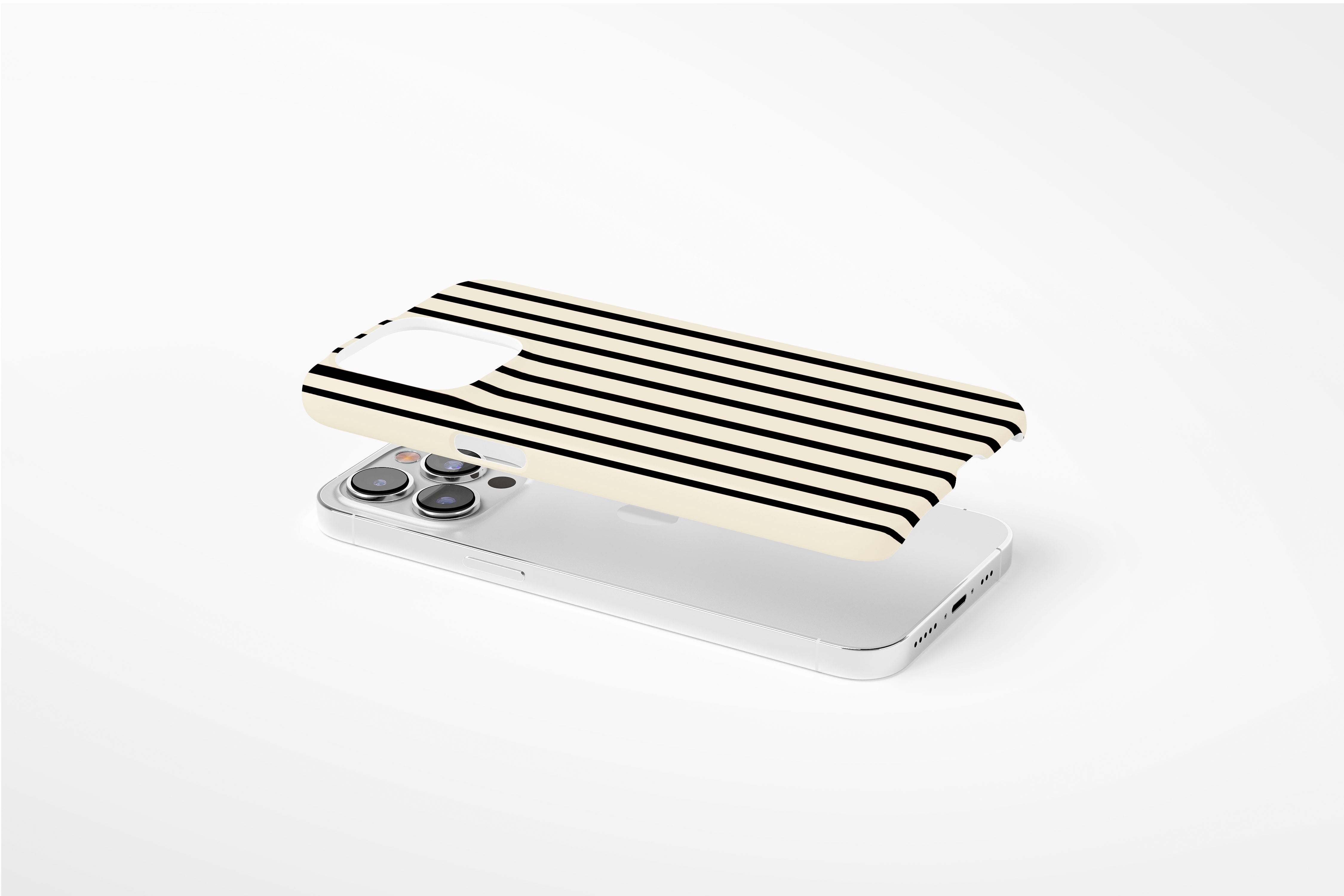 Side view of Stripes Black case showing an example of slim case