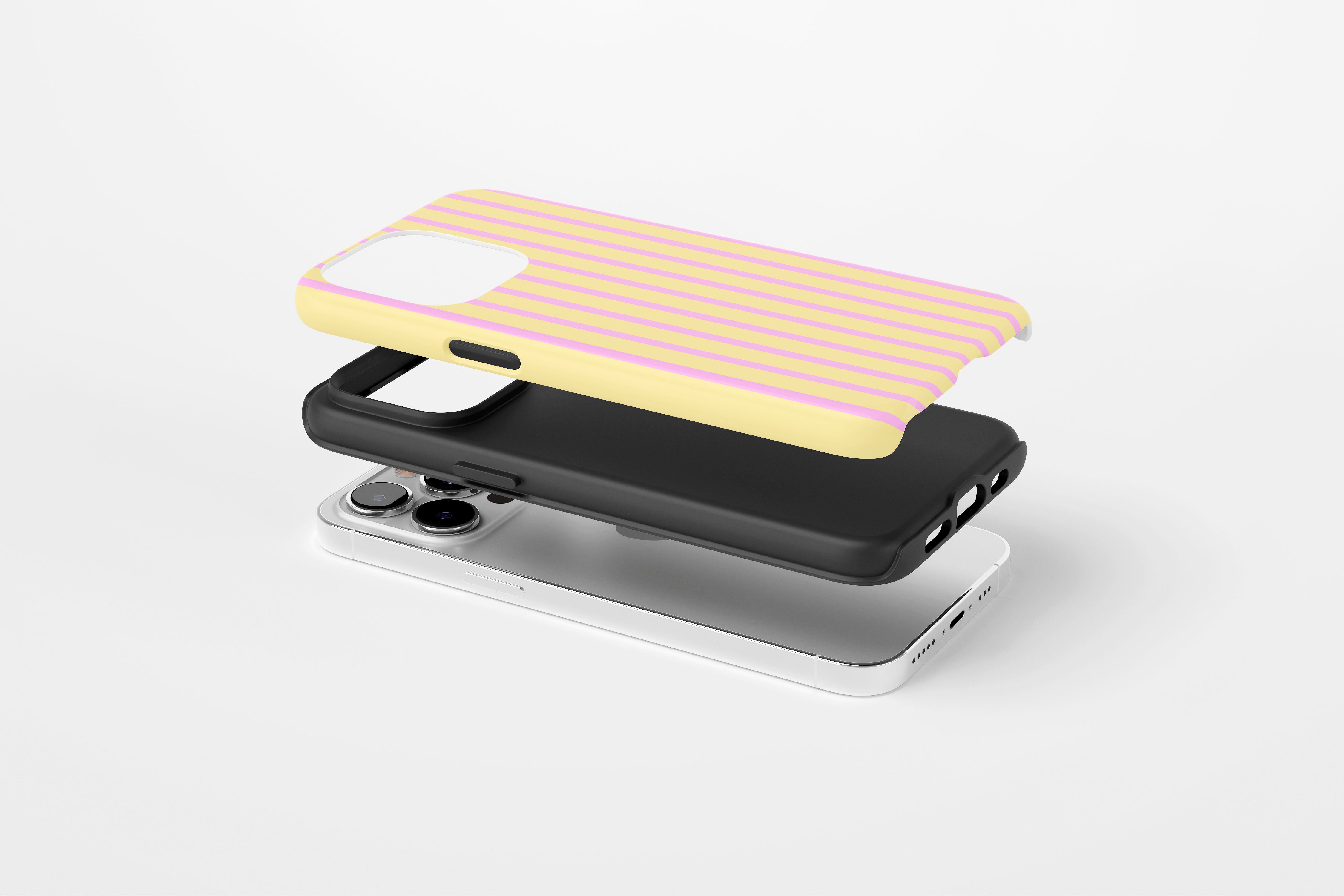Side view of Stripes (Lemonade) case showing an example of tough case