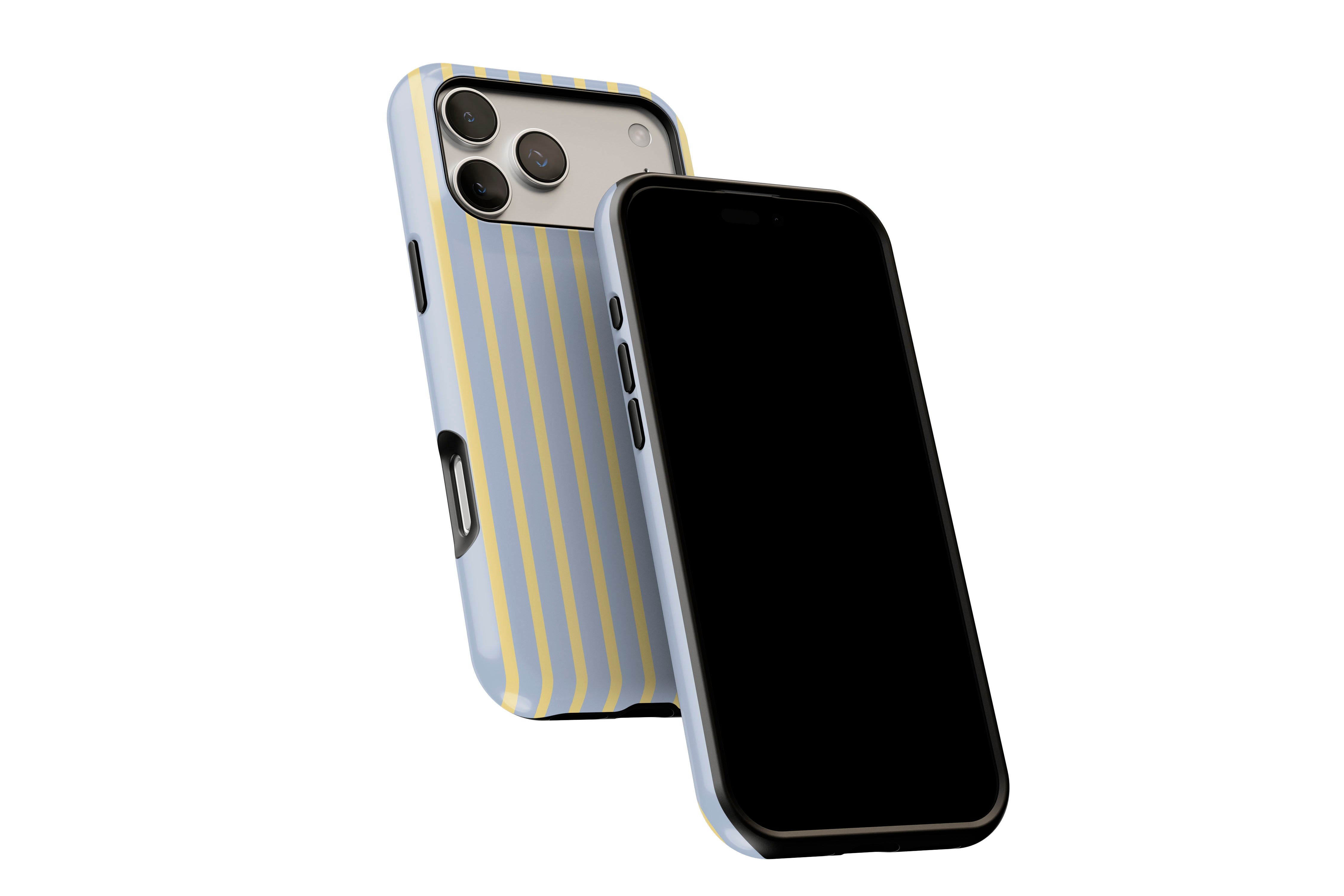 Side view of Stripes (Neapolitan) phone case showing button cut-outs
