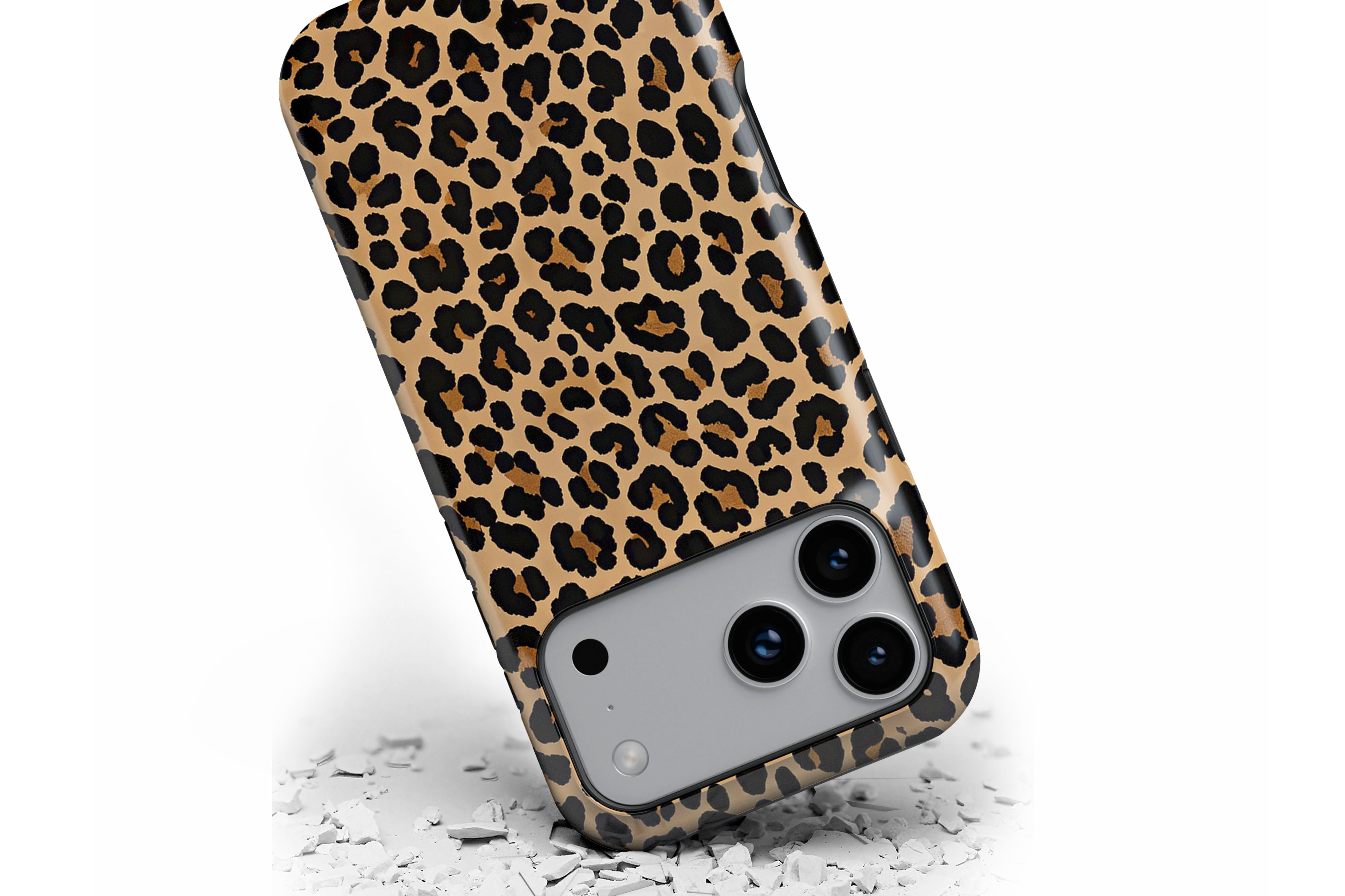 Front view of Wild Side magnetic tough case showing leopard print design