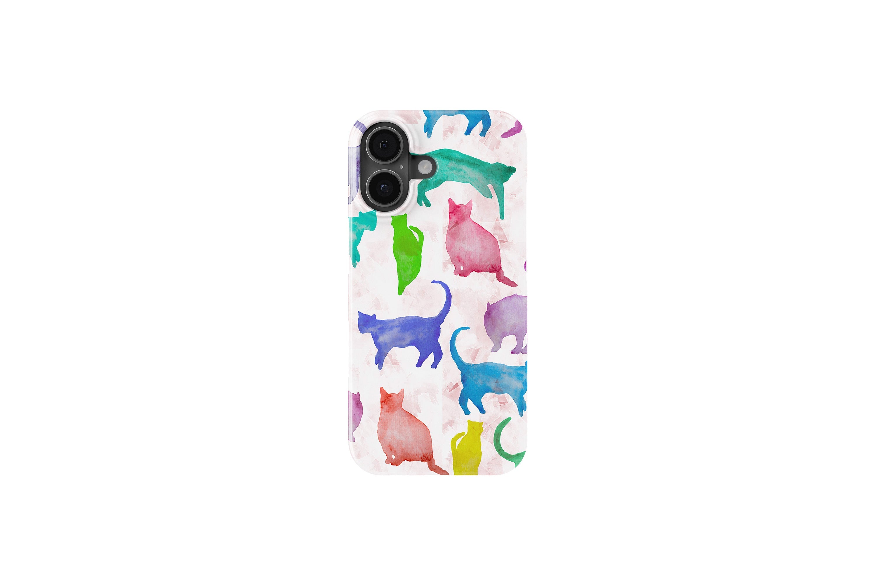 Front view of Abstract Cats case showing cat print design