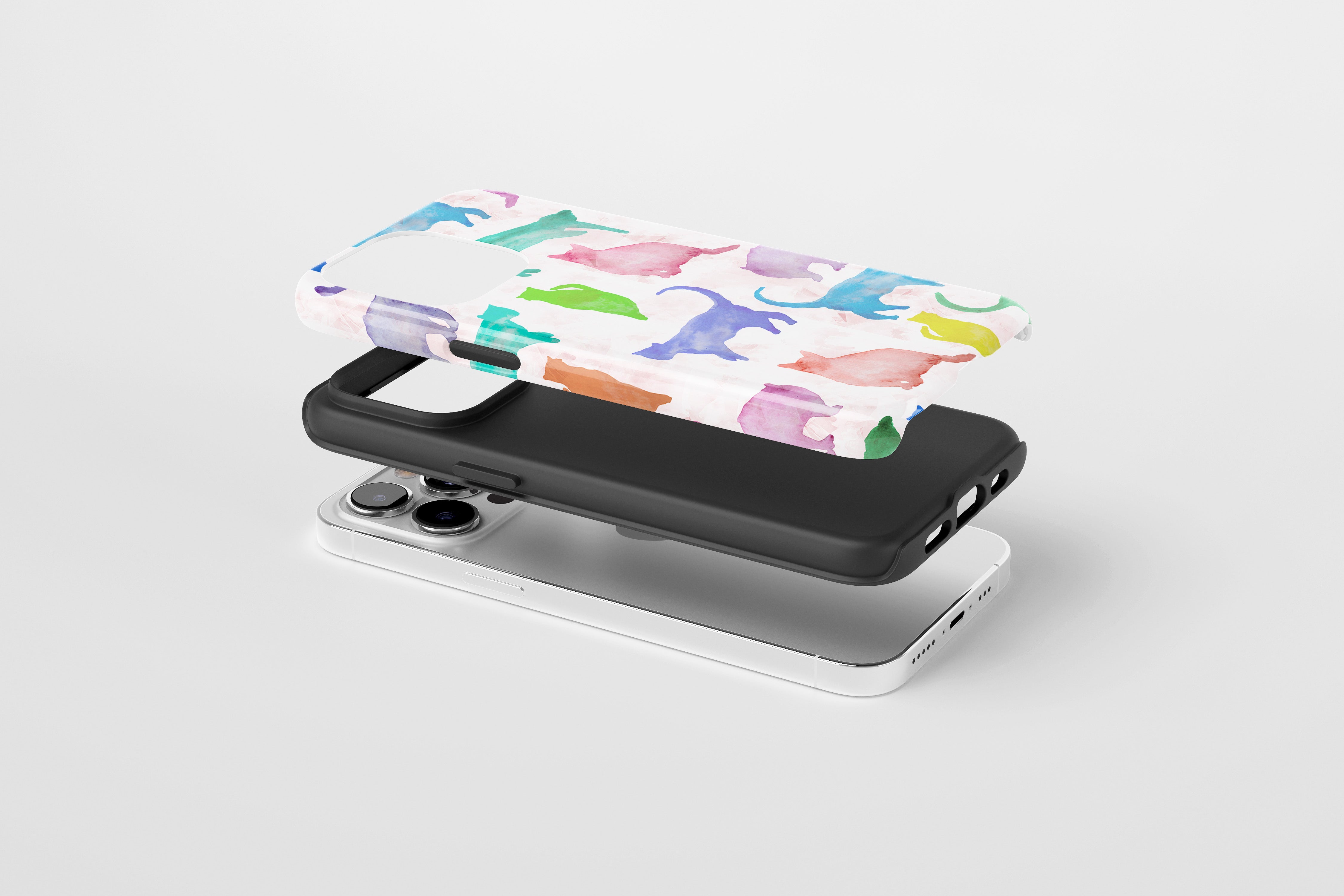 Side view of Abstract Cats case showing  an example of tough case