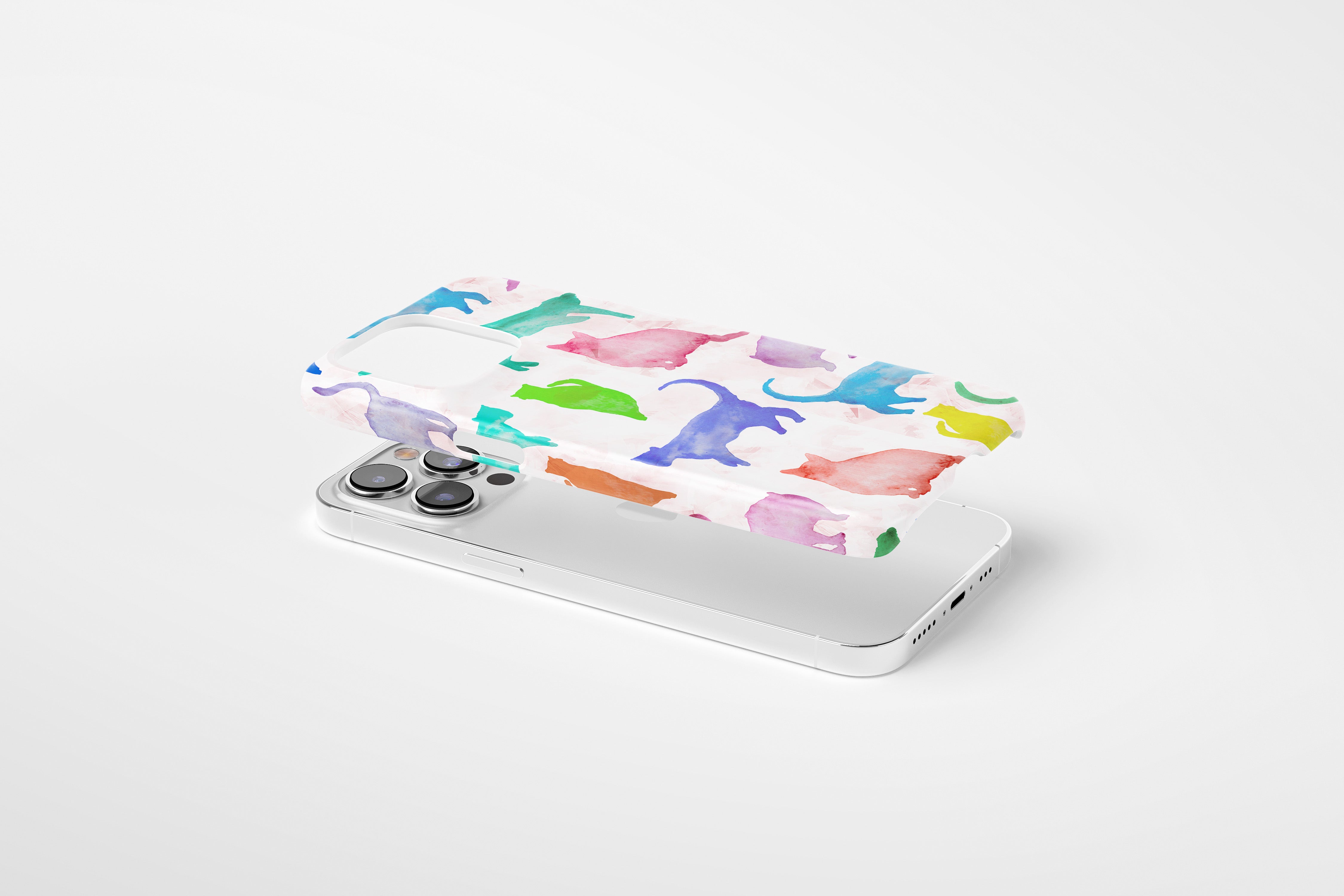 Side view of Abstract Cats case showing  an example of slim case