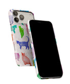 Side view of Abstract Cats phone case showing button cut-outs