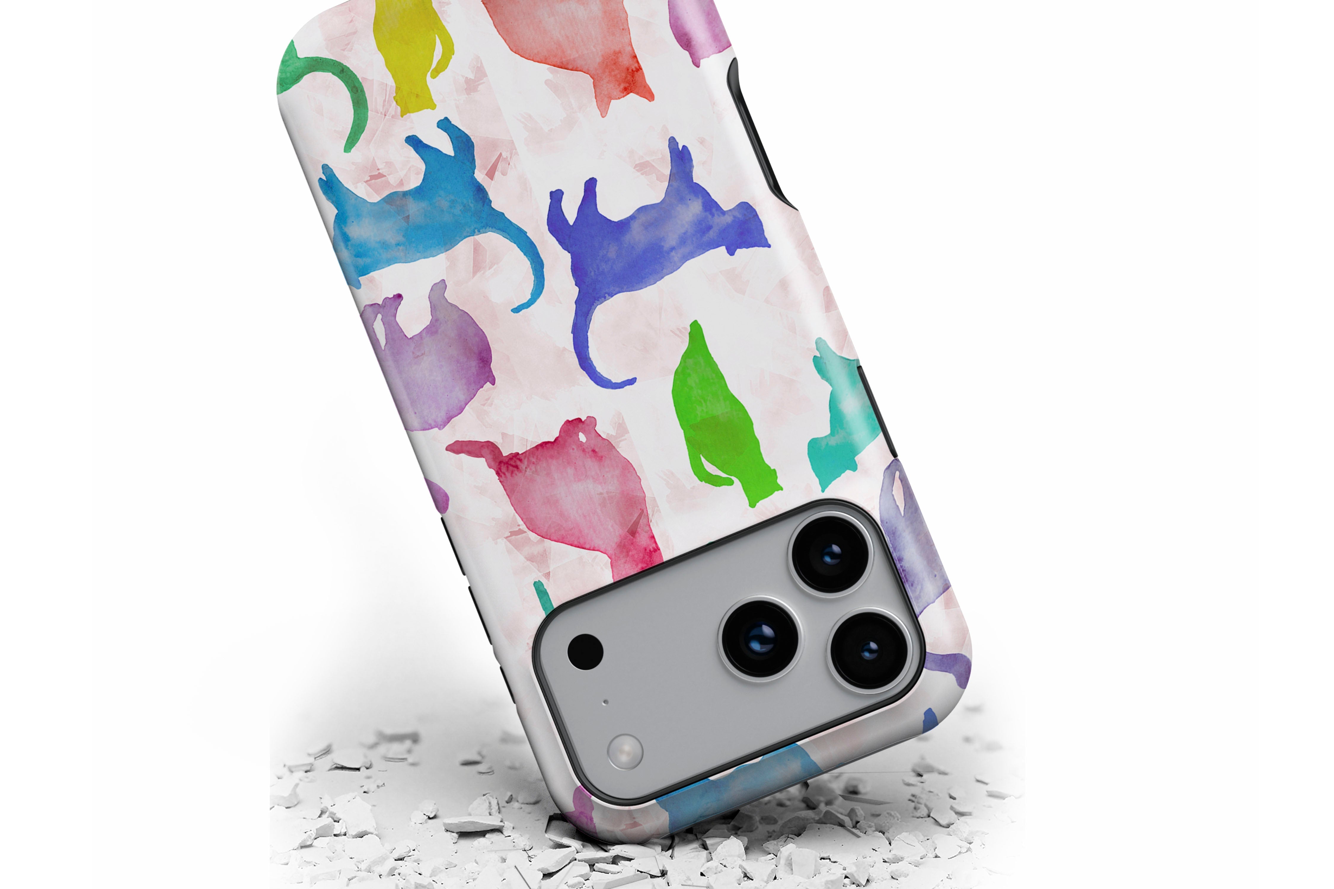 Front view of Abstract Cats magnetic tough case showing multi colour cats pattern design