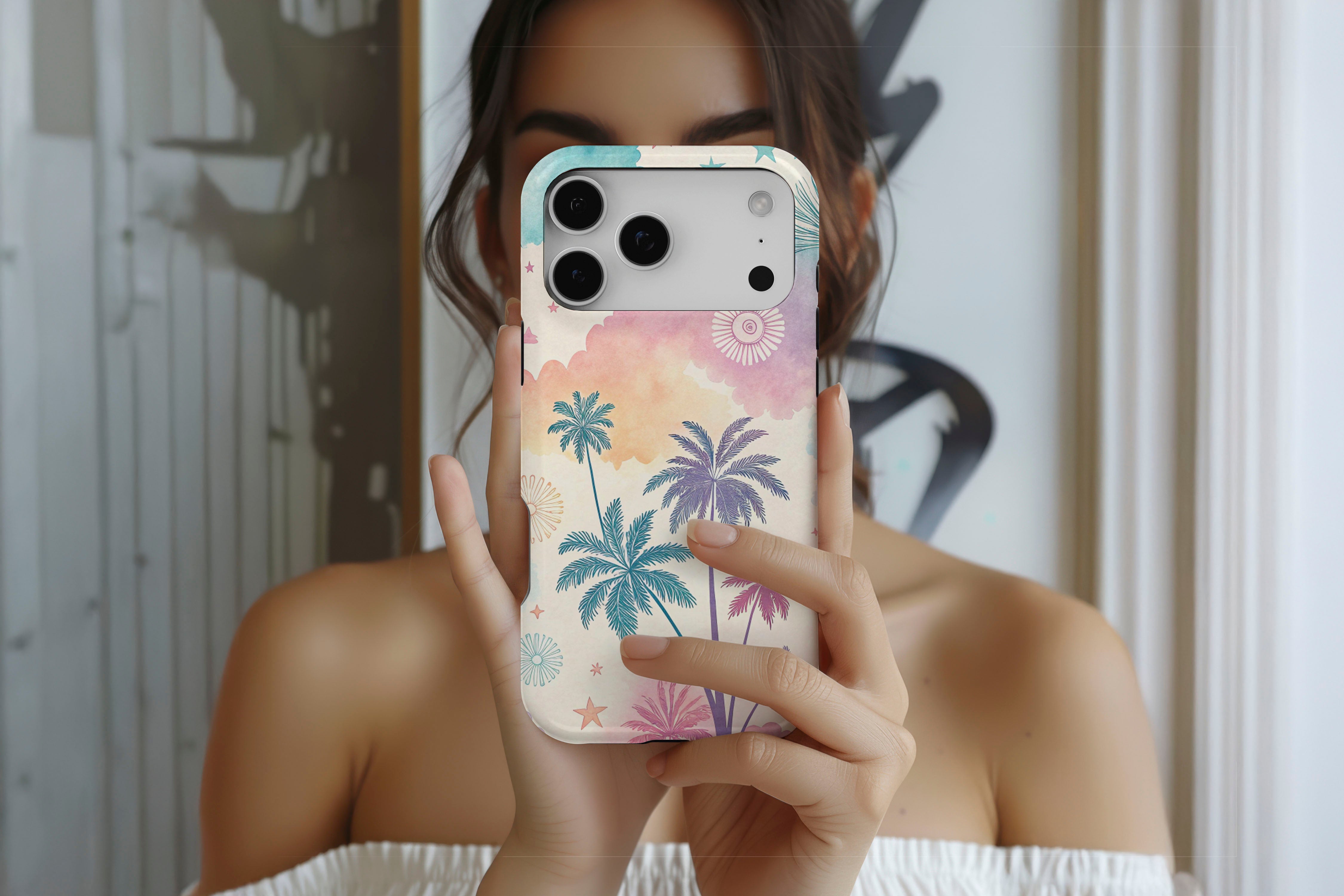 Lifestyle image of Abstract Palm magnetic tough case showing palm print design