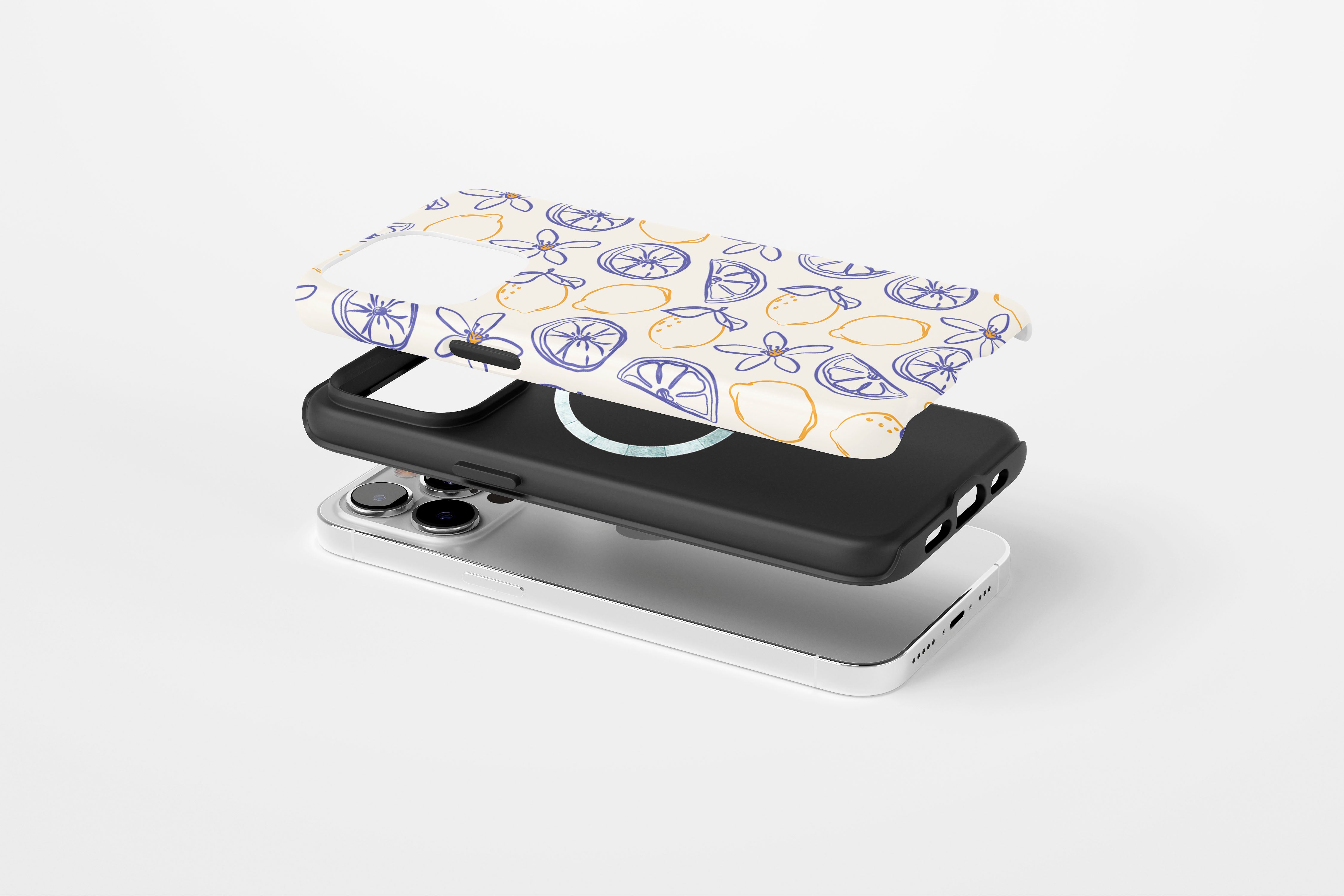 Side view of Amalfi Lemon case showing lemon print design