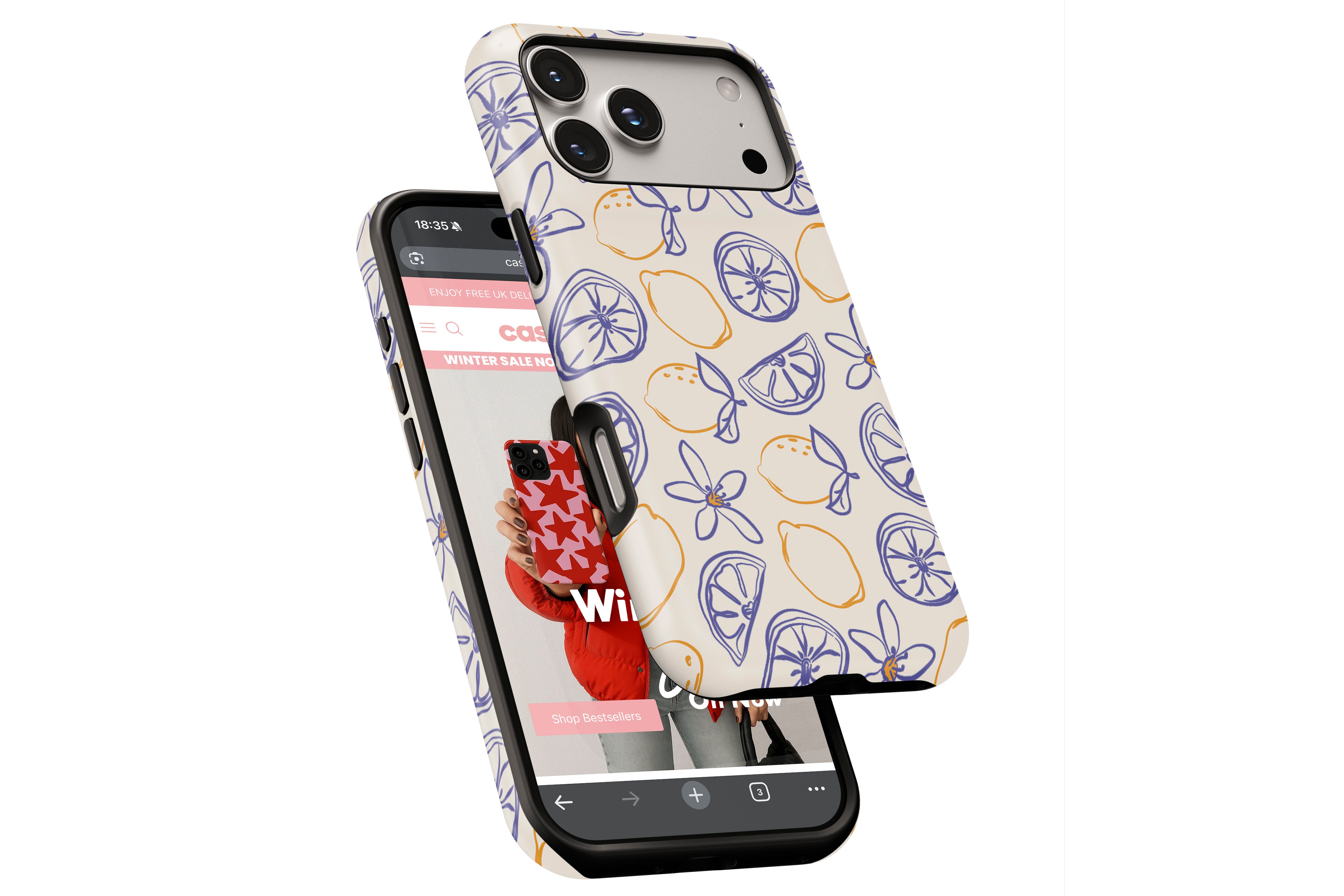 Side view of Amalfi Lemon magnetic tough case showing button cut-outs