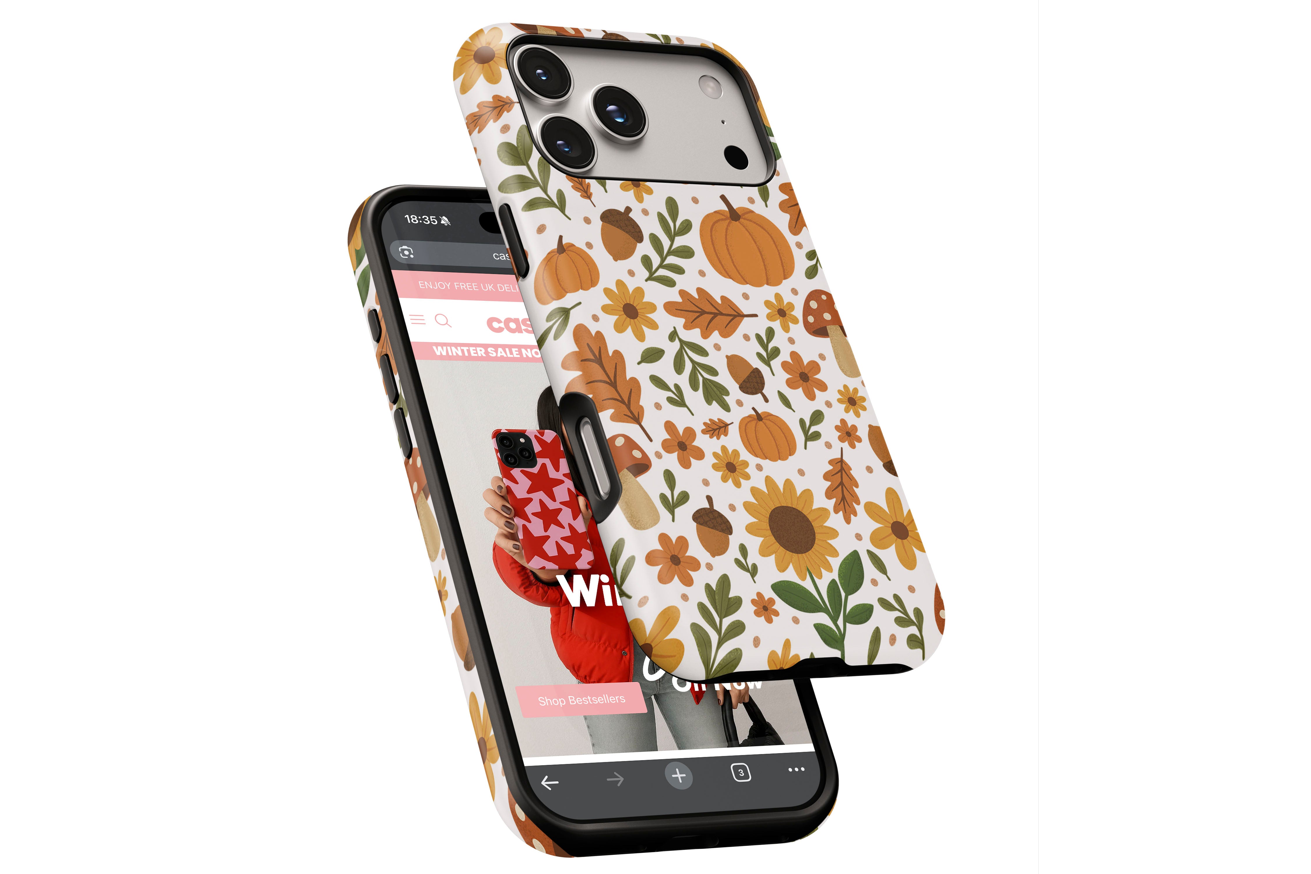 Side view of Autumn Meadow magnetic tough case showing button cut-outs