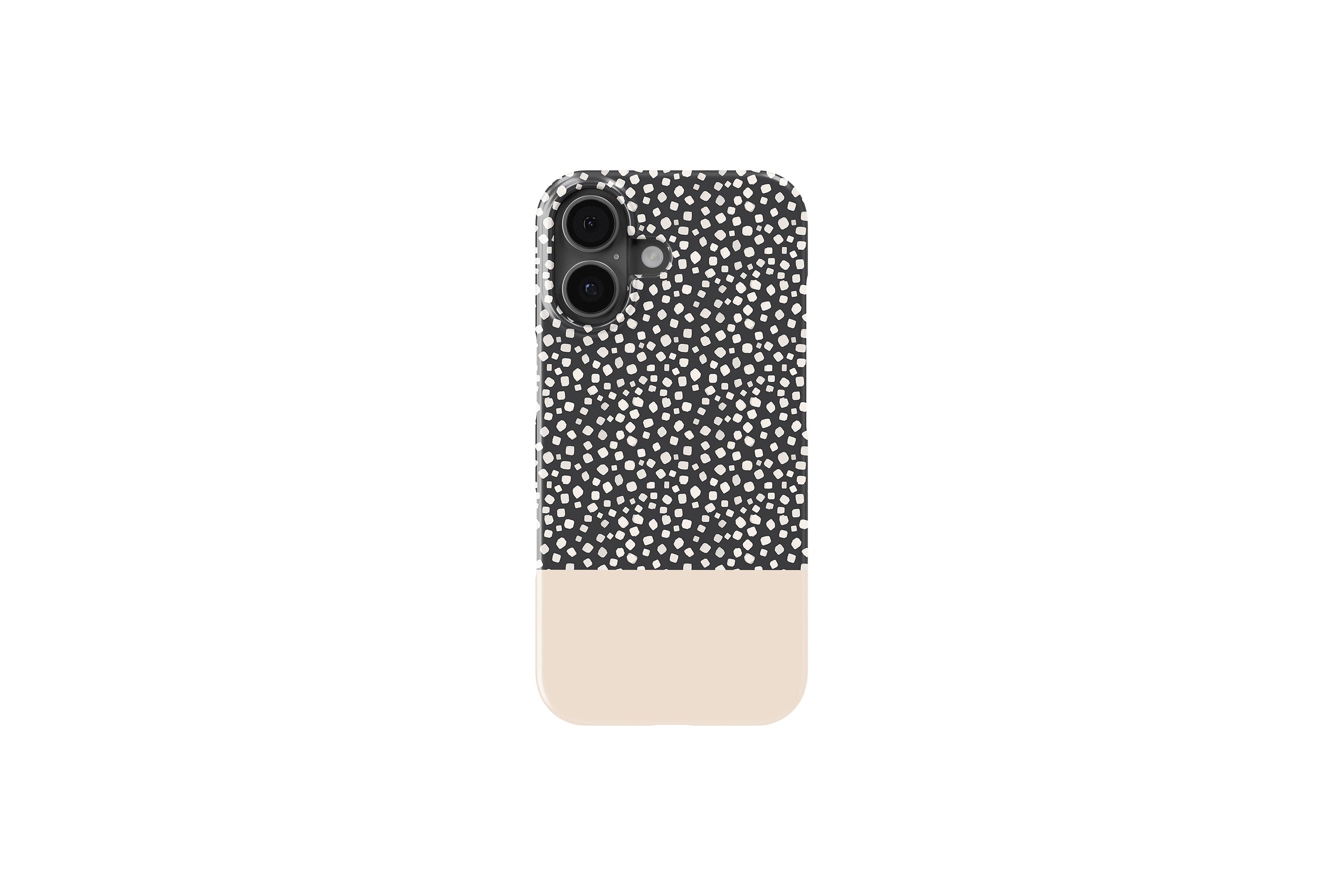 Front view of Black Spot case showing geometric spots design