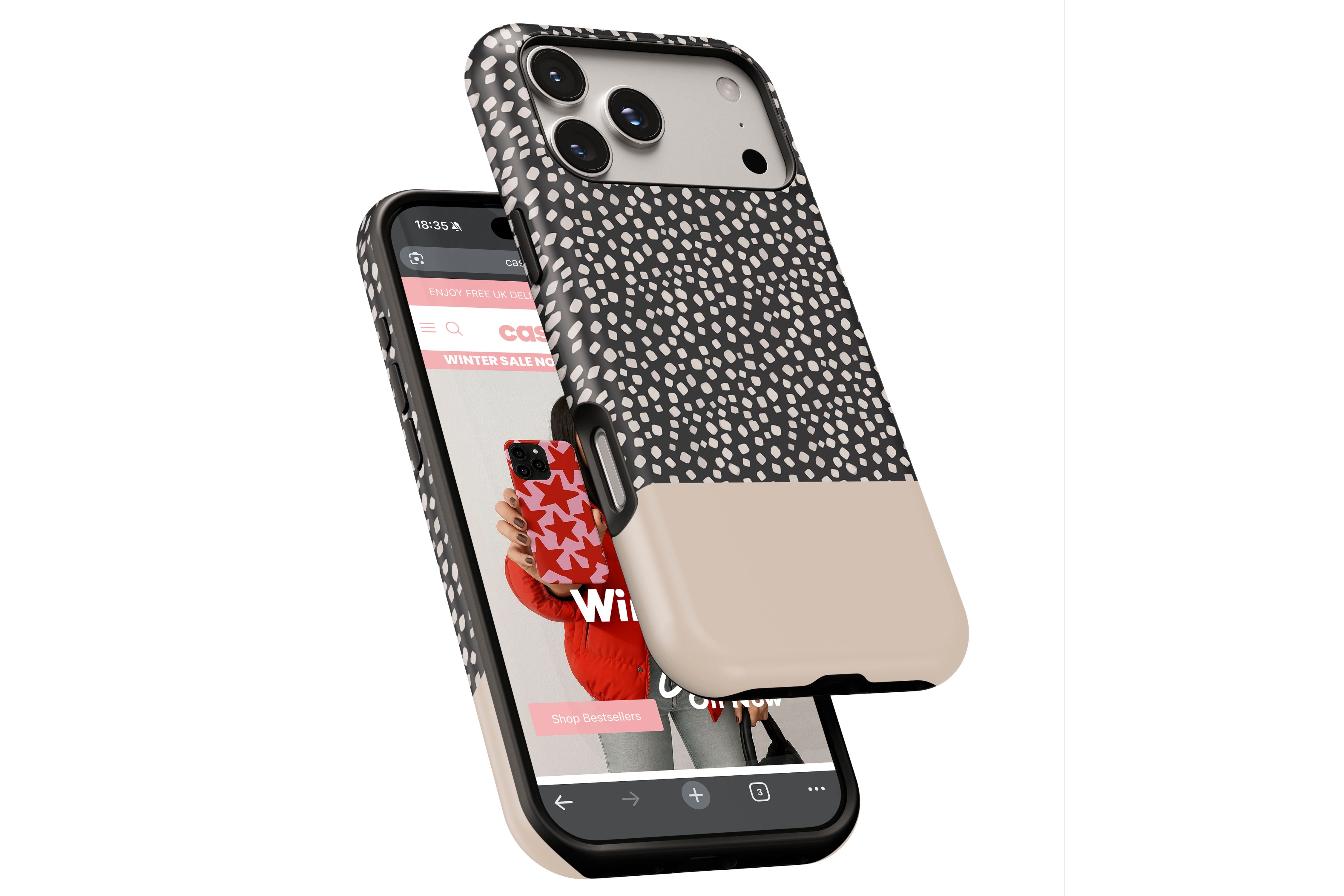 Side view of Black Spot Geo magnetic tough case showing button cut-outs