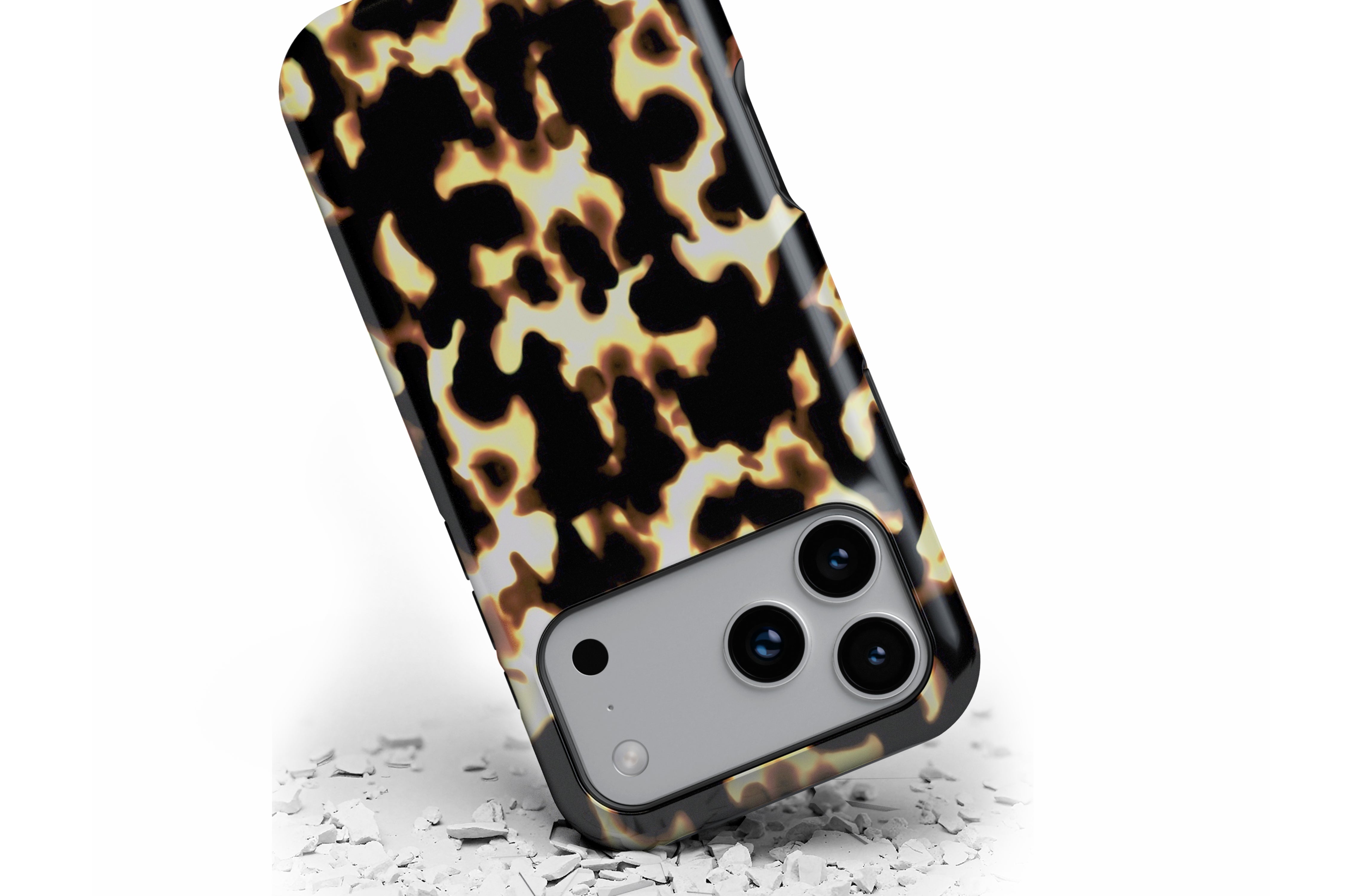 Front view of tortoise shell magnetic tough case showing tortoise pattern design