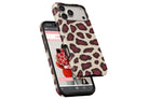 Side view of Burgundy Leopard magnetic tough case showing button cut-outs