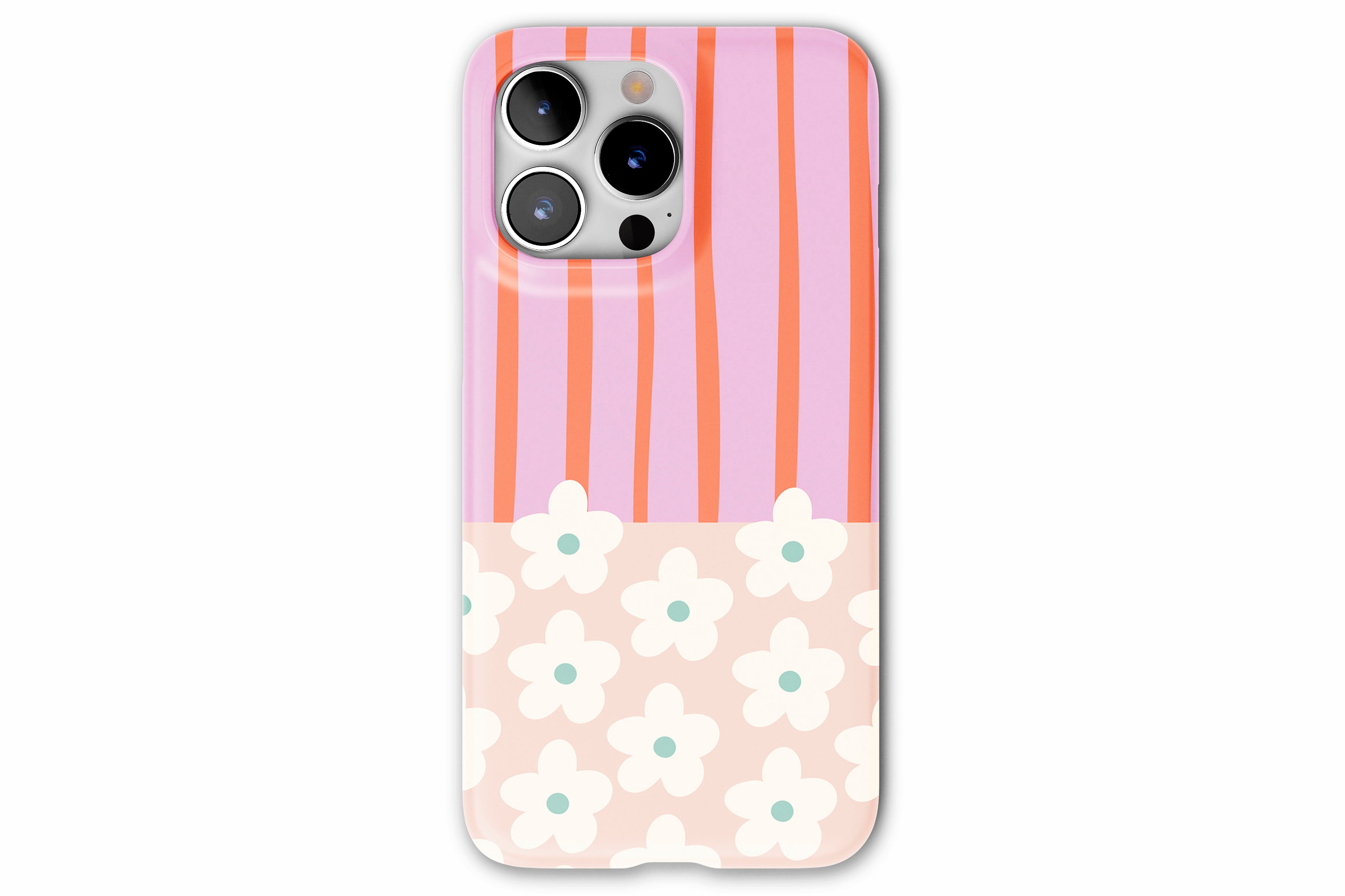 Front view of Cabana Bloom case showing striped floral print design