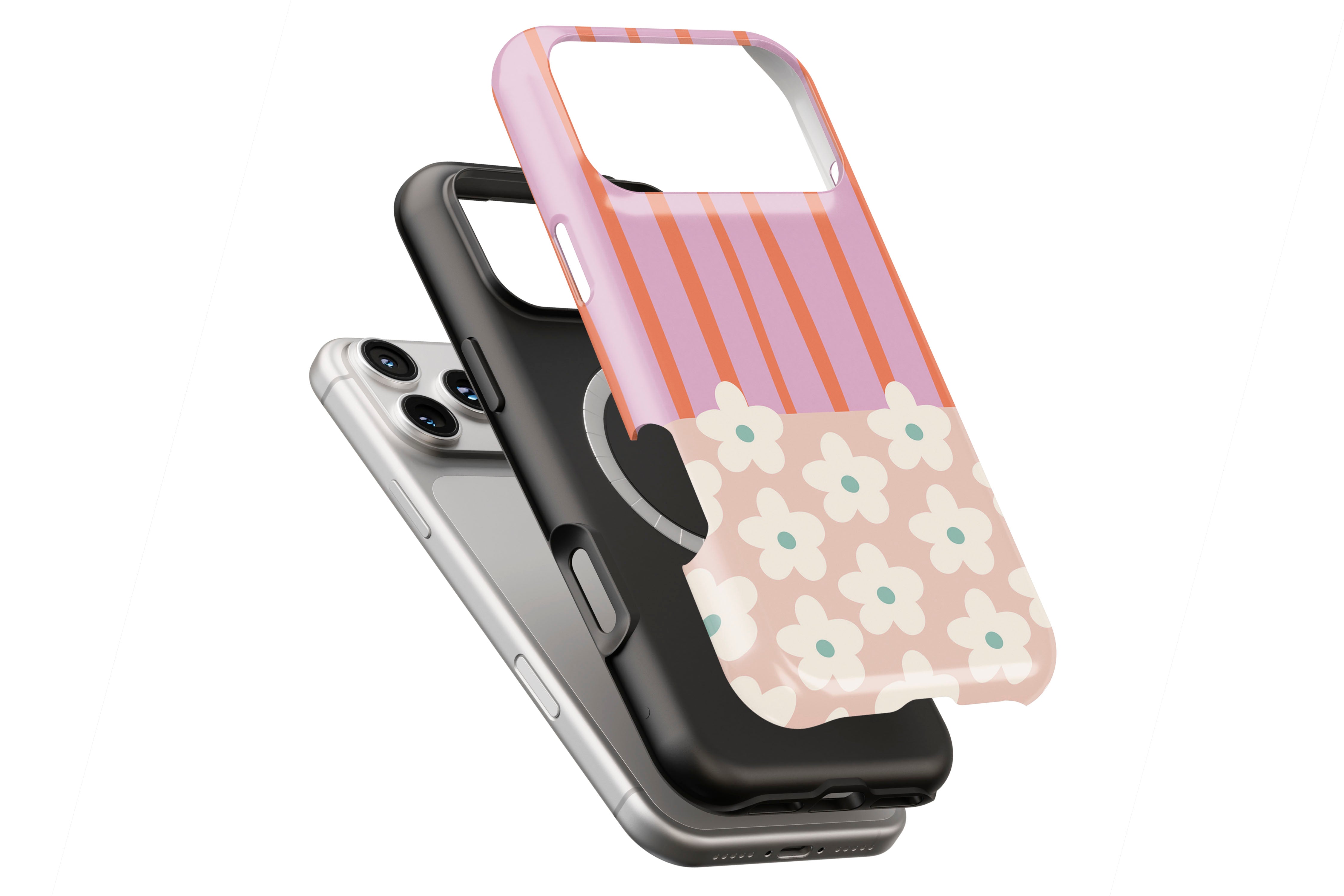 Cabana Bloom magnetic case showing built-in magnetic ring compatible with MagSafe charging
