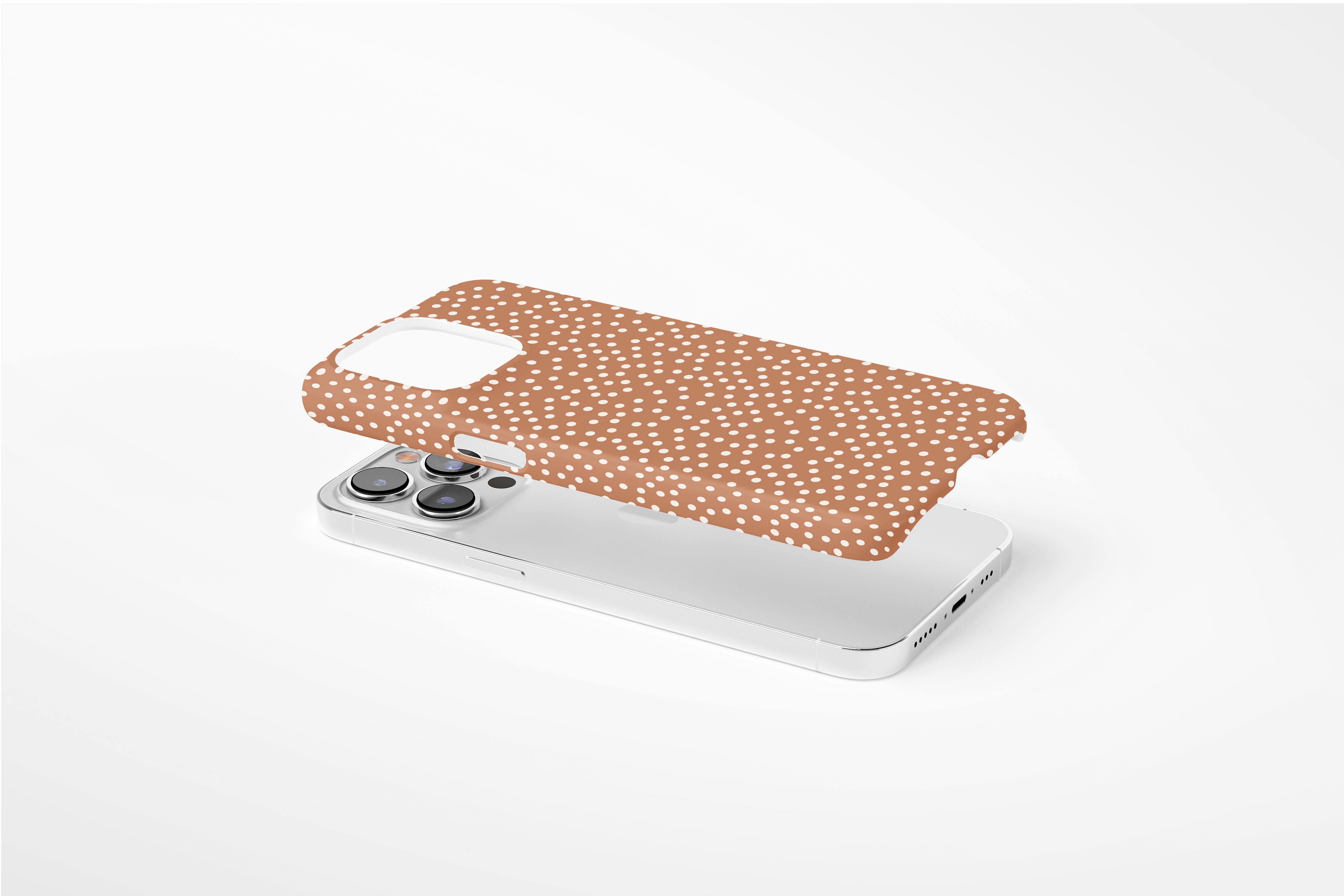 Side view of Caramel Dots case showing  an example of slim case