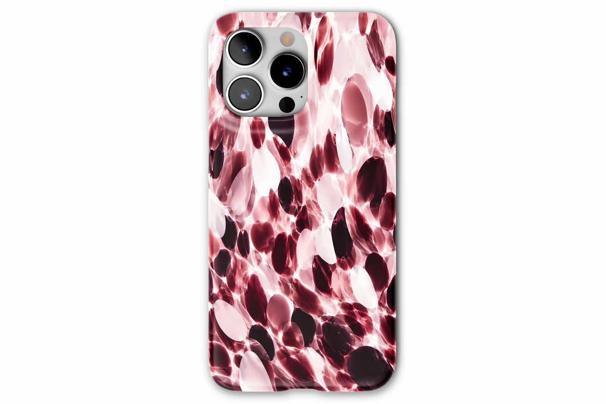 Front view of Confetti (Berry) phone case showing berry, blush pink and cream confetti glass print