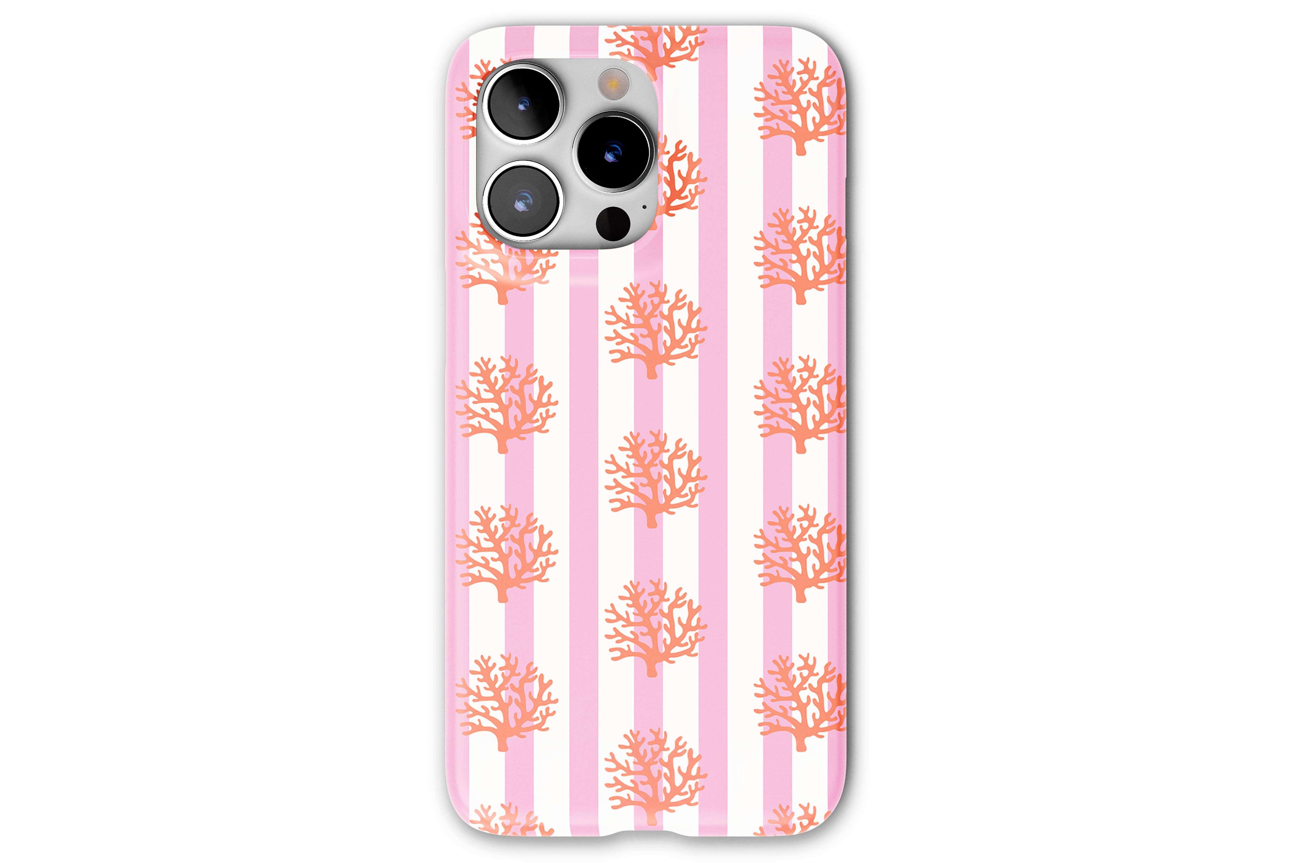 Front view of Coral case showing corals print design