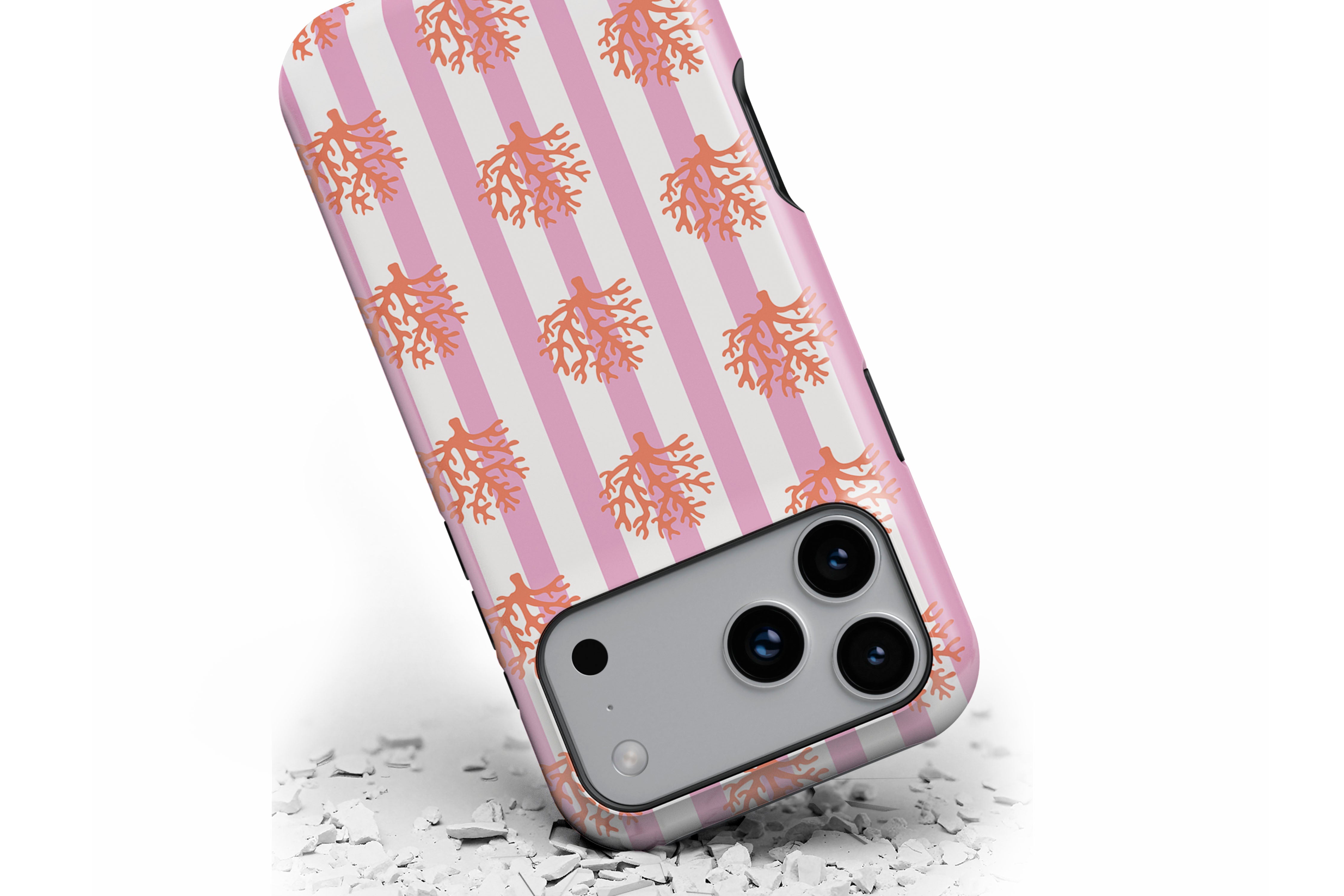 Front view of Coral magnetic tough case showing corals print design