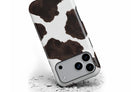 Front view of Cowhide magnetic tough case showing cow print design