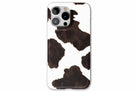 Front view of Cowhide case showing cow print design