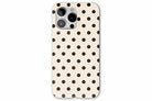 Front view of Cream Spot phone case showing cream and chocolate brown polka dot print