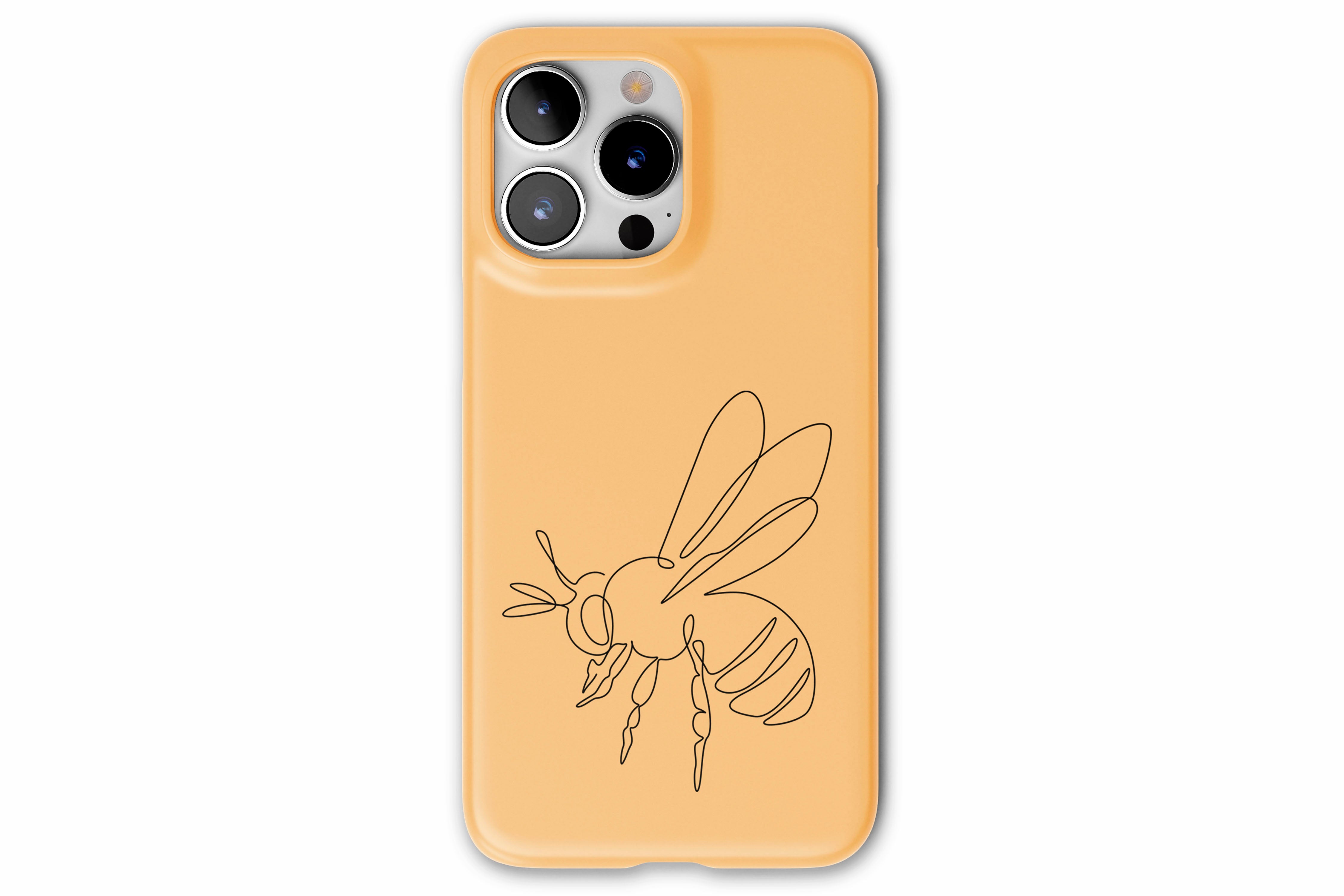 Front view of Doodle Bee case showing minimalist bee print design