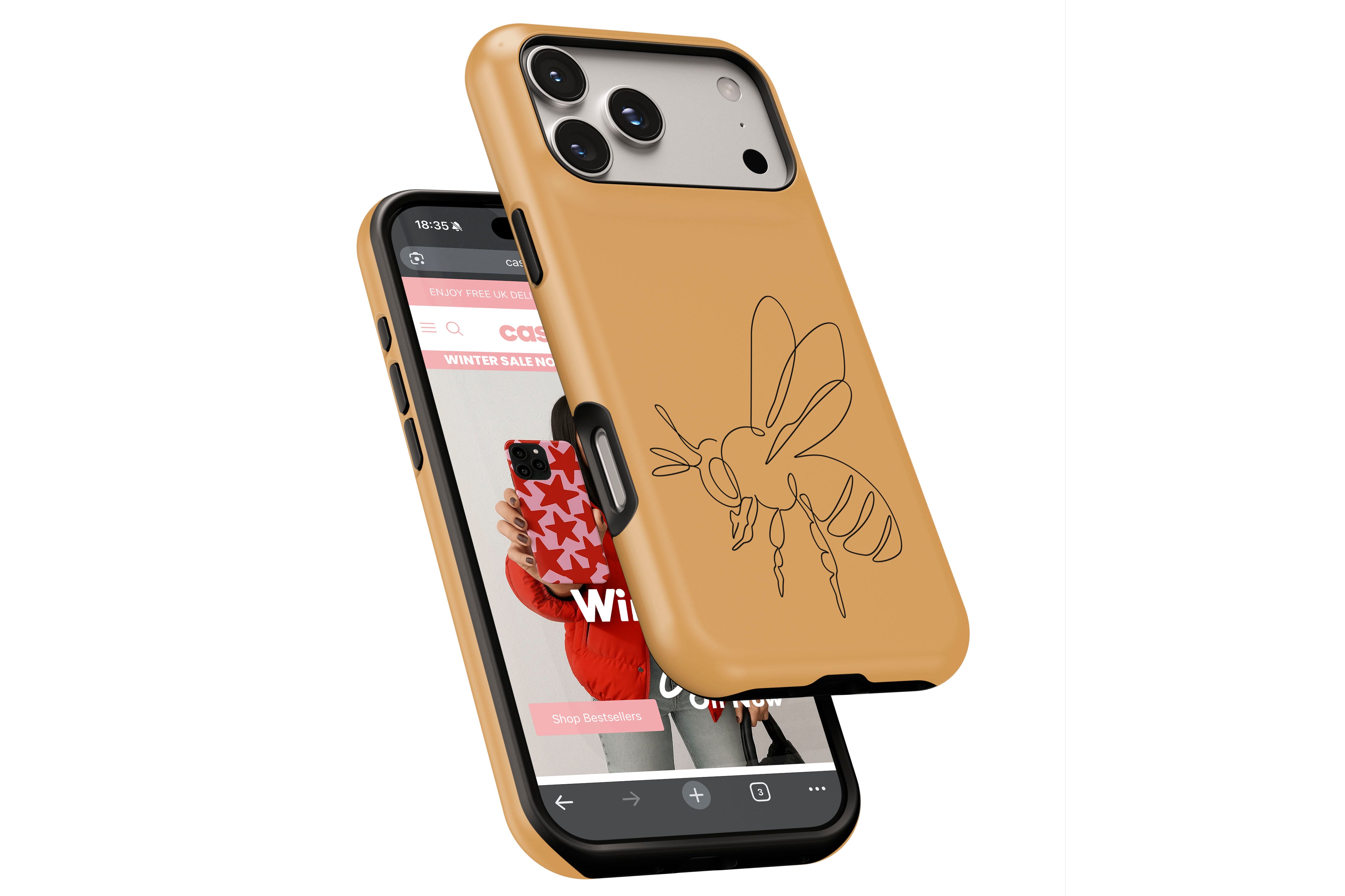 Side view of Doodle Bee magnetic tough case showing button cut-outs