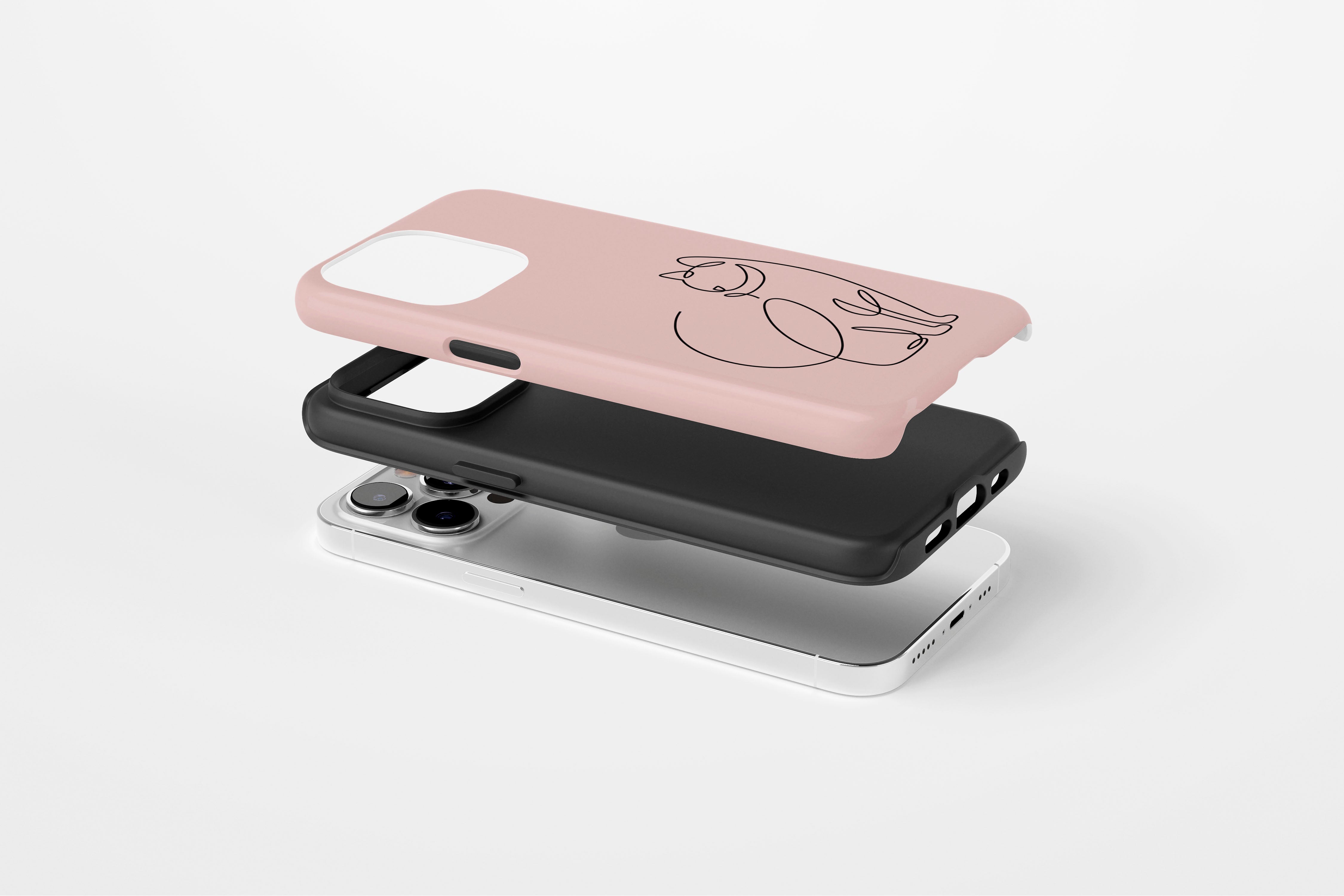 Side view of Doodle Cat case showing an example of tough case