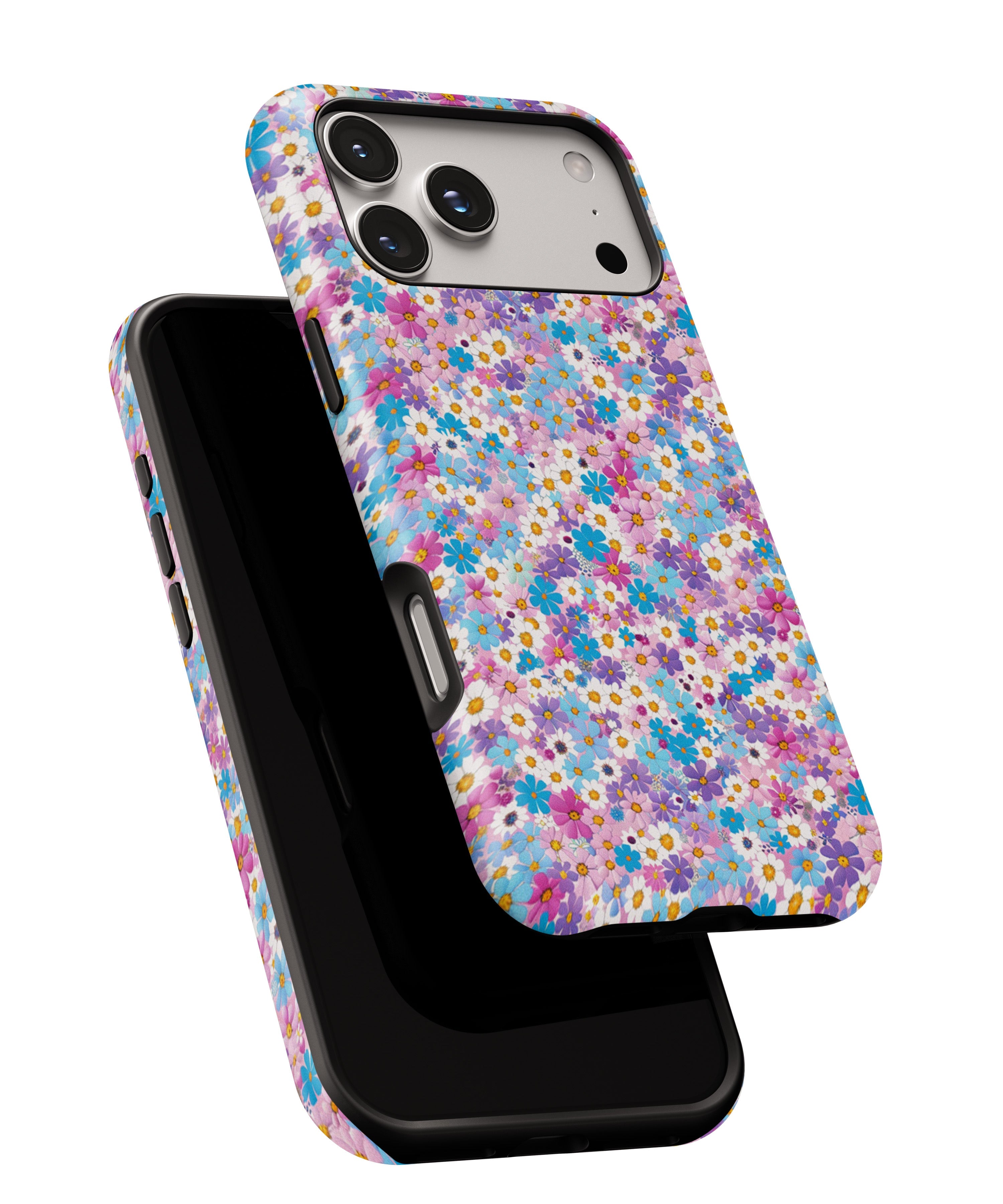 Side view of Duke Daisy Floral  phone case showing button cut-outs