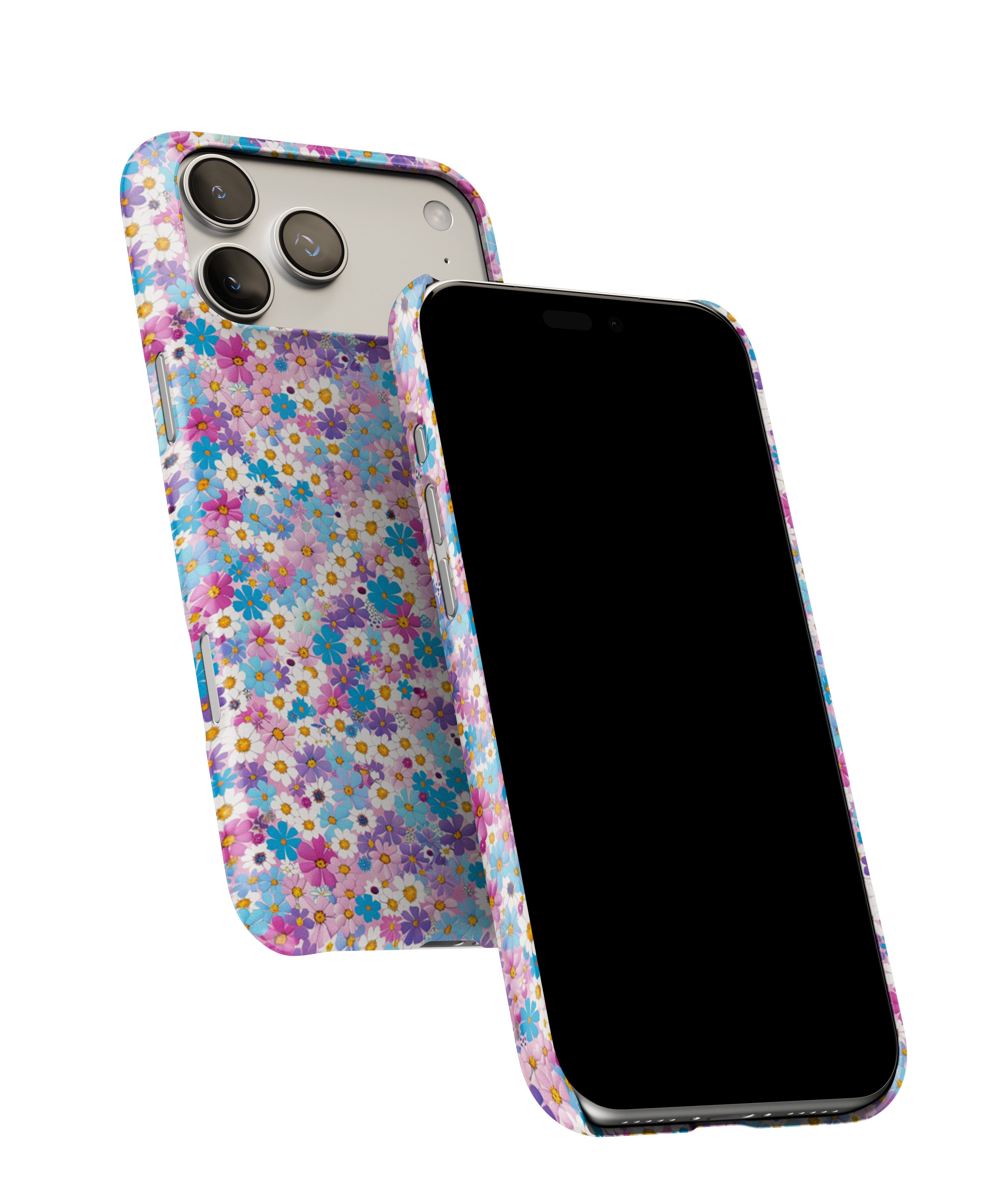 Side view of Duke Daisy Floral phone case showing button cut-outs