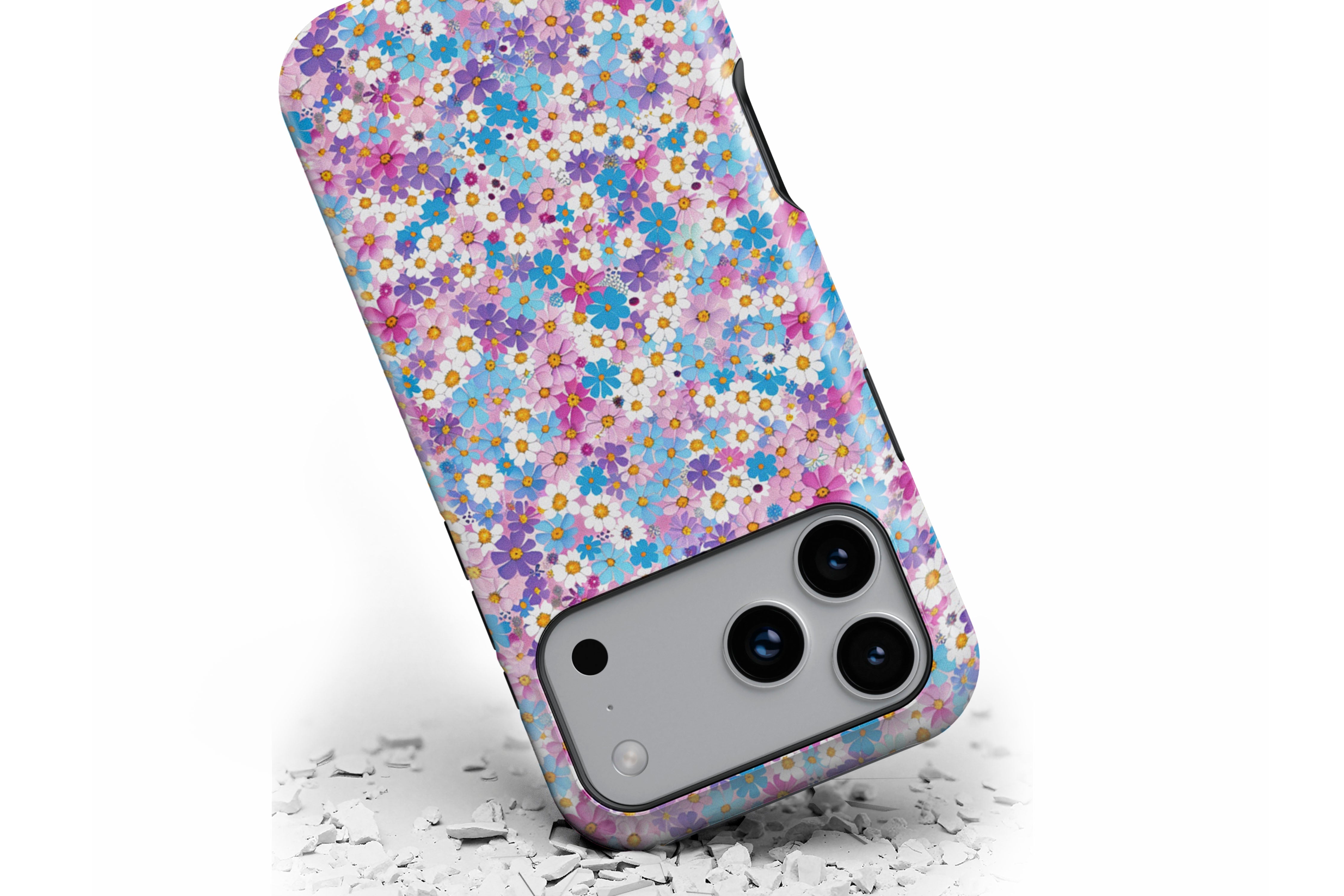 Front view of Duke Daisy Floral magnetic tough case showing multi colour design